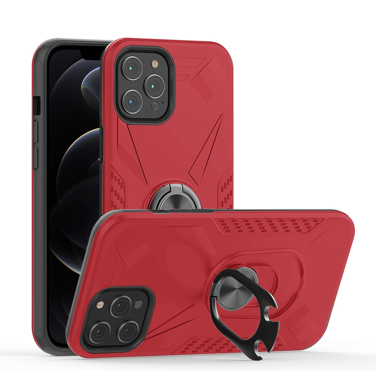 iPhone 12 /iPhone 12 Pro Case with Ring Holder in Red