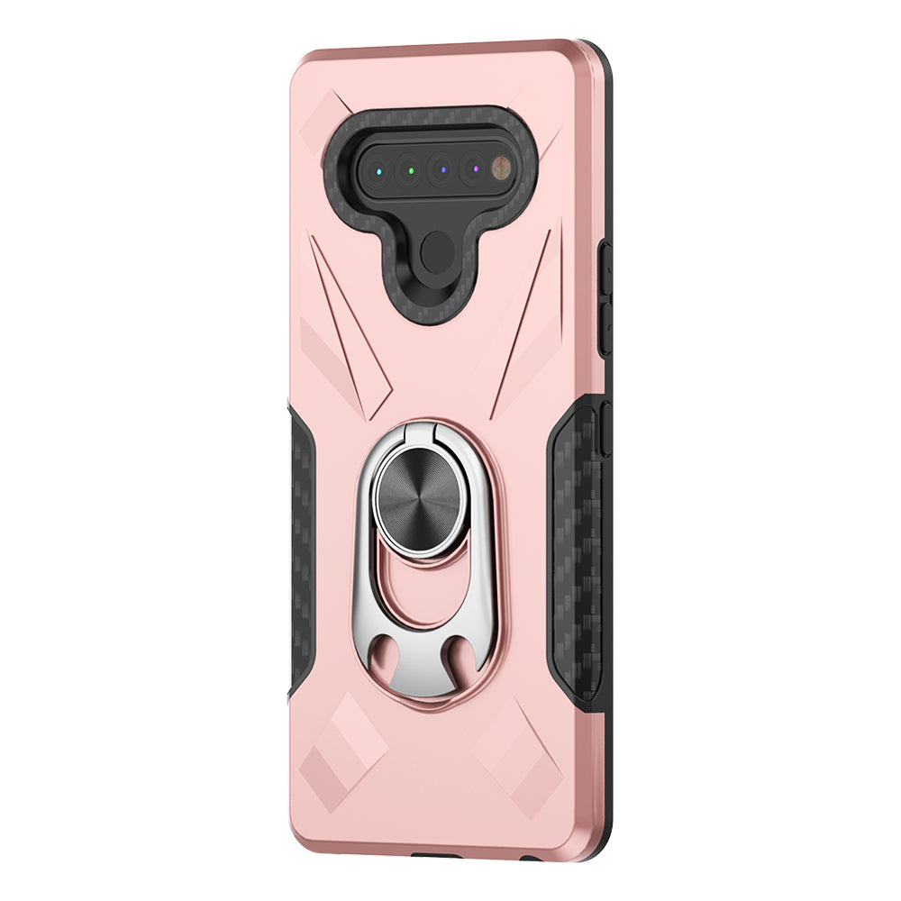 Phone Case with Ring Holder LG K51 Case in Rose Gold