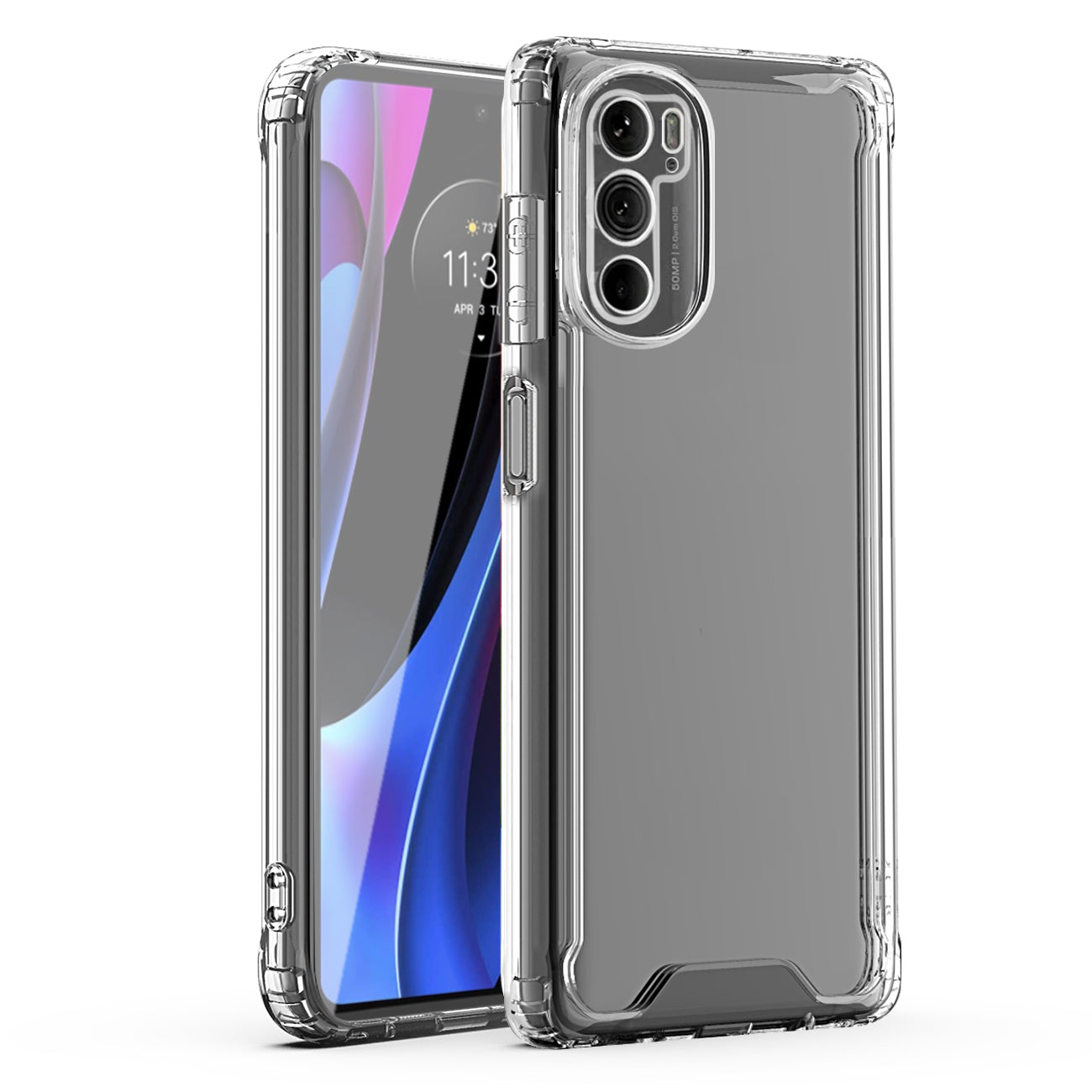 Reiko High Quality 2X Clean PC and TPU Bumper Case in Clear for Motorola Edge Plus 2022