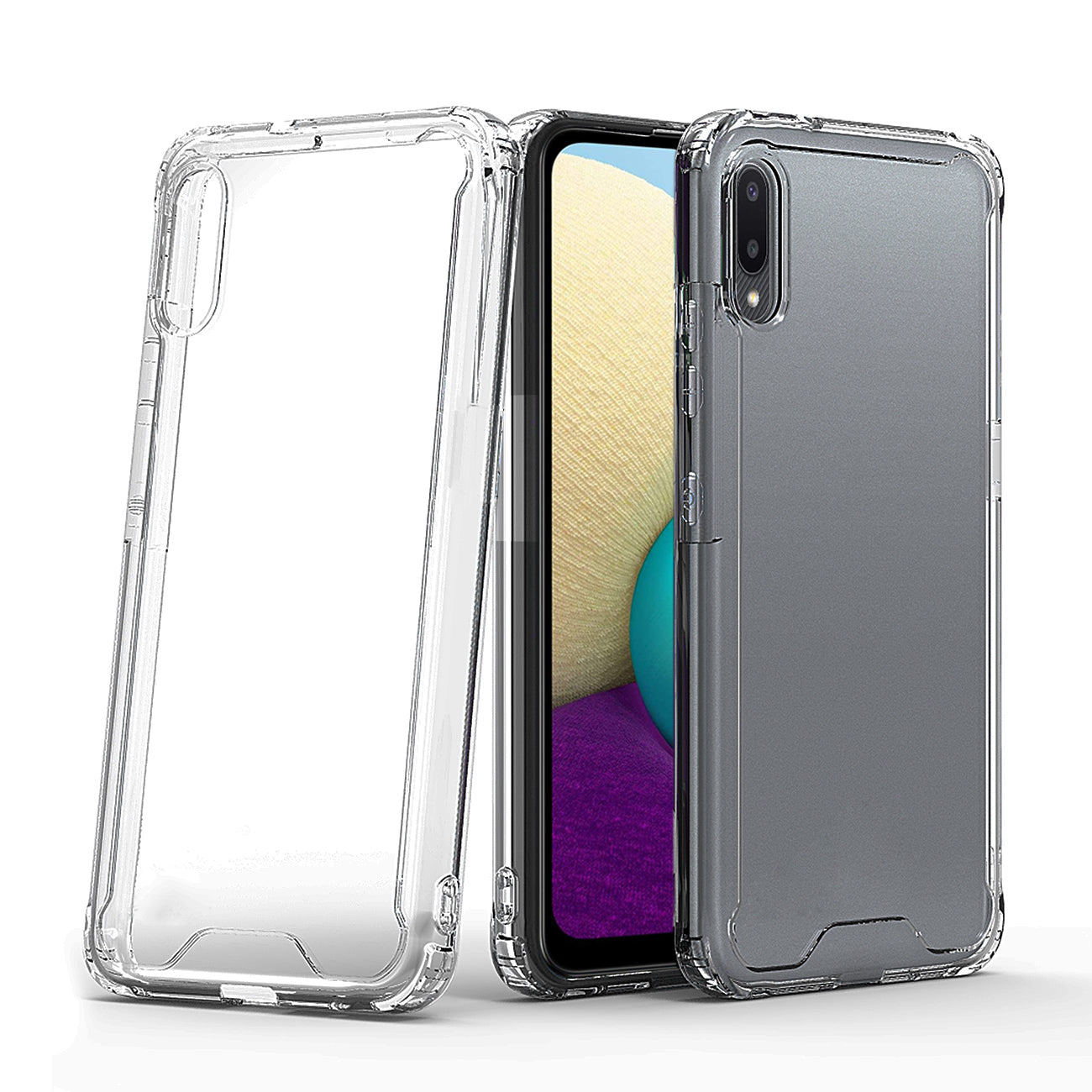 Reiko High Quality 2X Clean PC and TPU Bumper Case in Clear for Samsung Galaxy A20 /M02