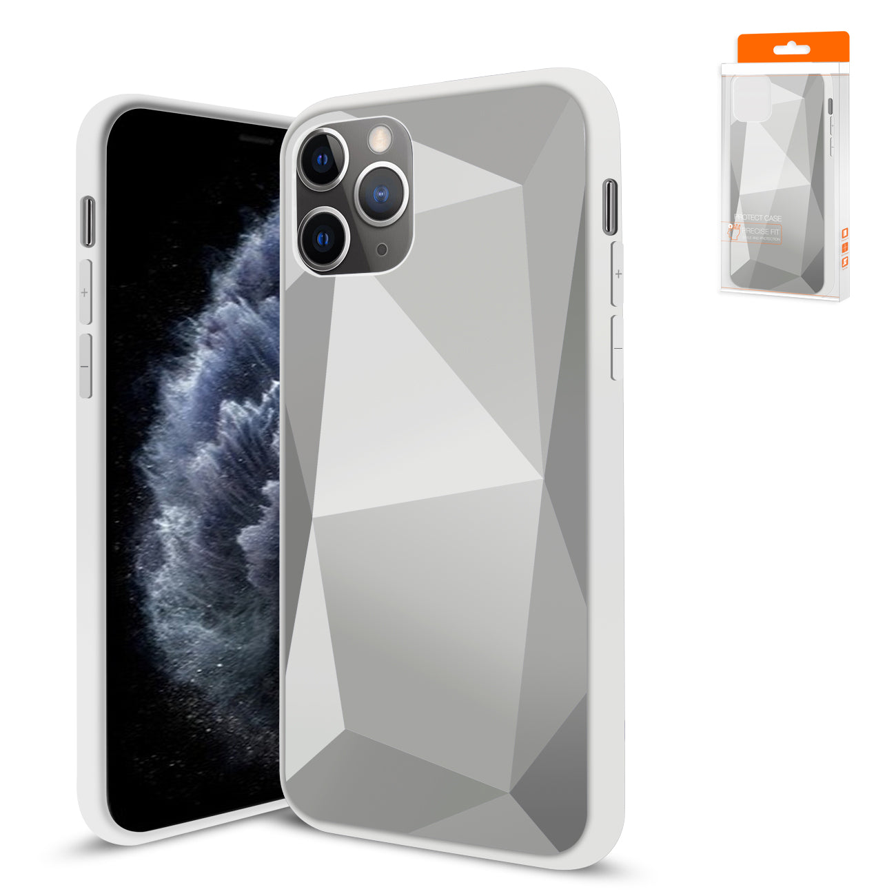 Reiko Apple iPhone 11 Pro Max Apple Diamond Cases in Silver