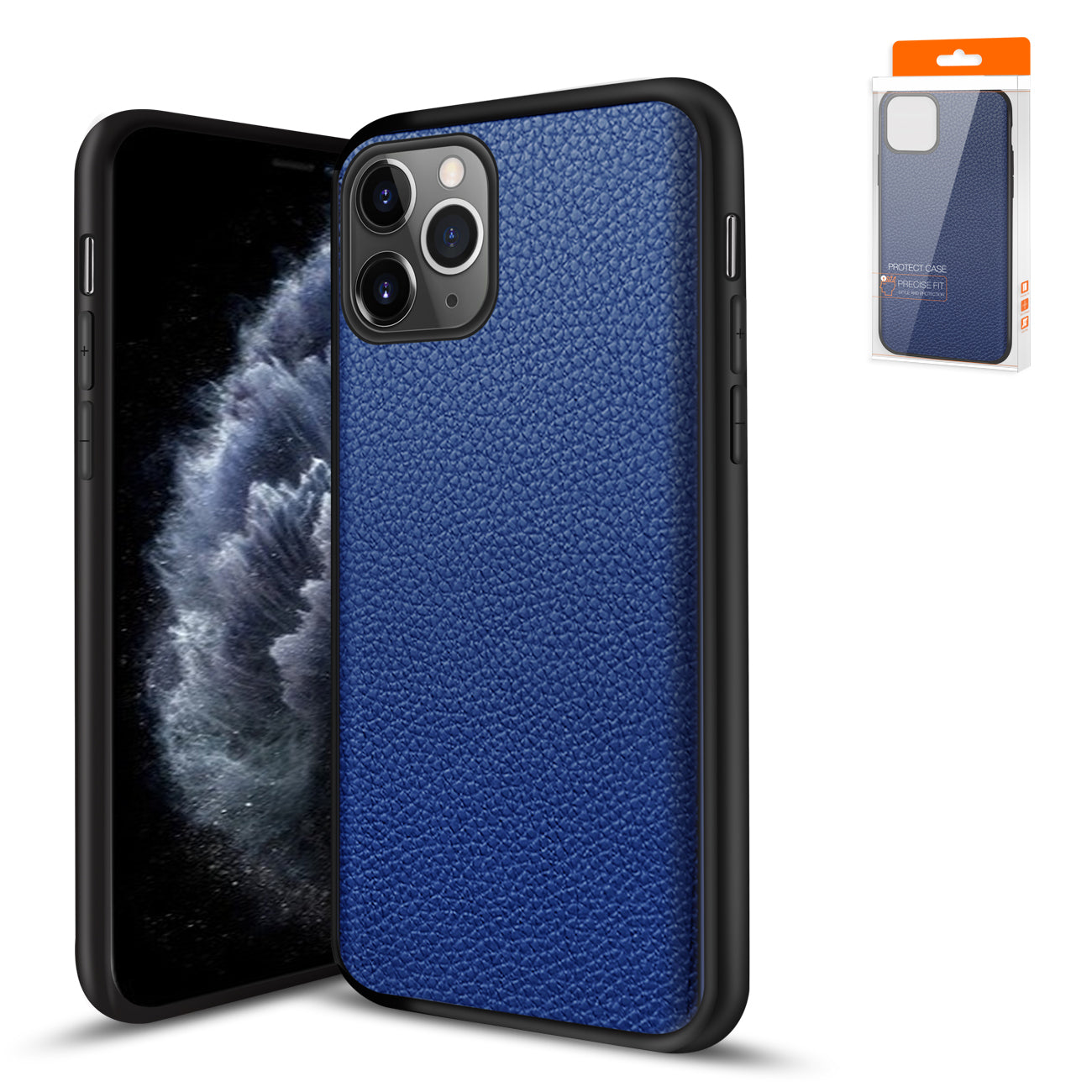 Reiko Premium PU Leather Outside and Flexible TPU Silicone Hybrid Slim Case for IPhone 11 Pro