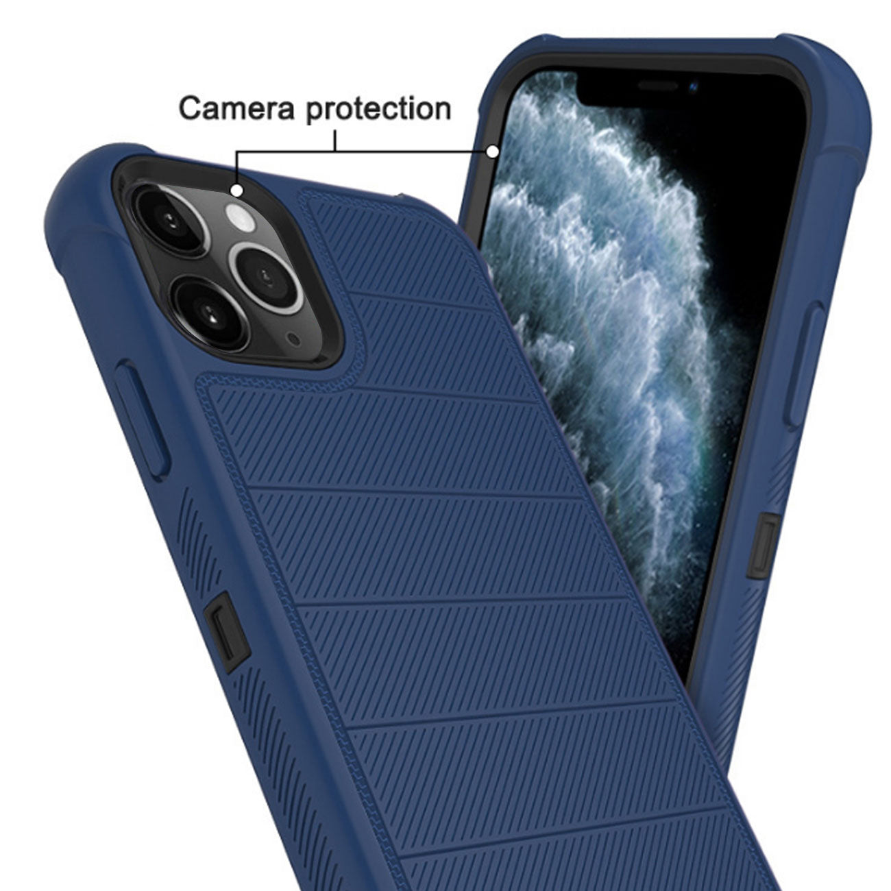 3-In-1 Hybrid Heavy Duty Holster Combo Case For iPhone 11 Pro in Navy