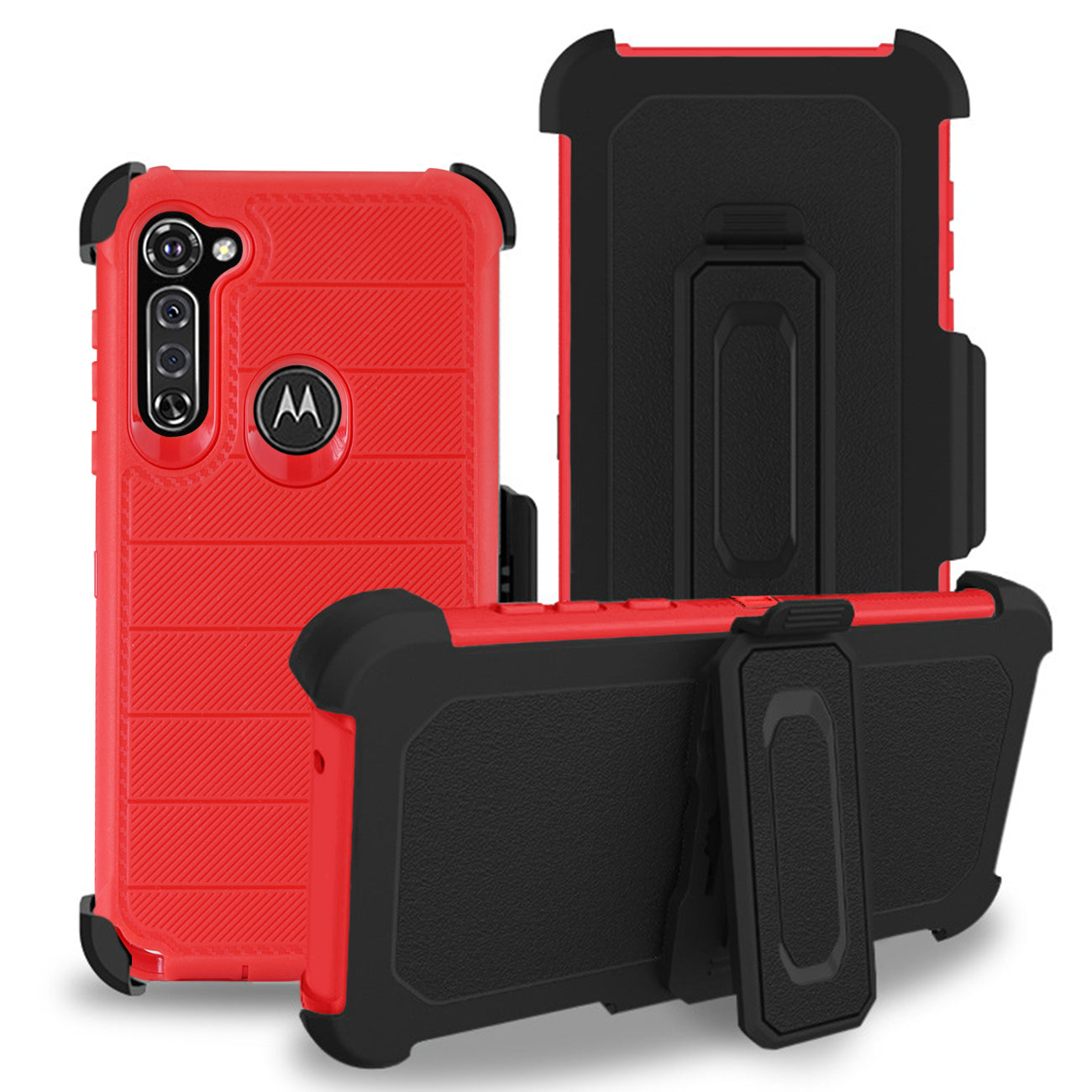 MOTO G STYLUS 3-In-1 Hybrid Heavy Duty Holster Combo Case in Red