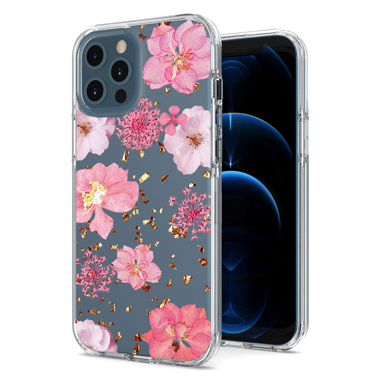 Pressed dried flower Design Phone case for iPhone 12 Pro Max in Pink