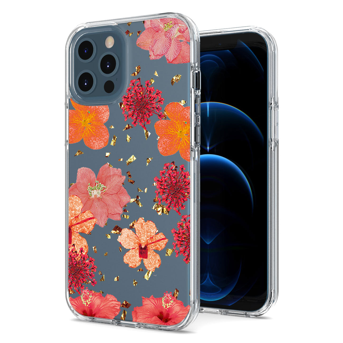 Pressed dried flower Design Phone case for iPhone 12 Pro Max in Red
