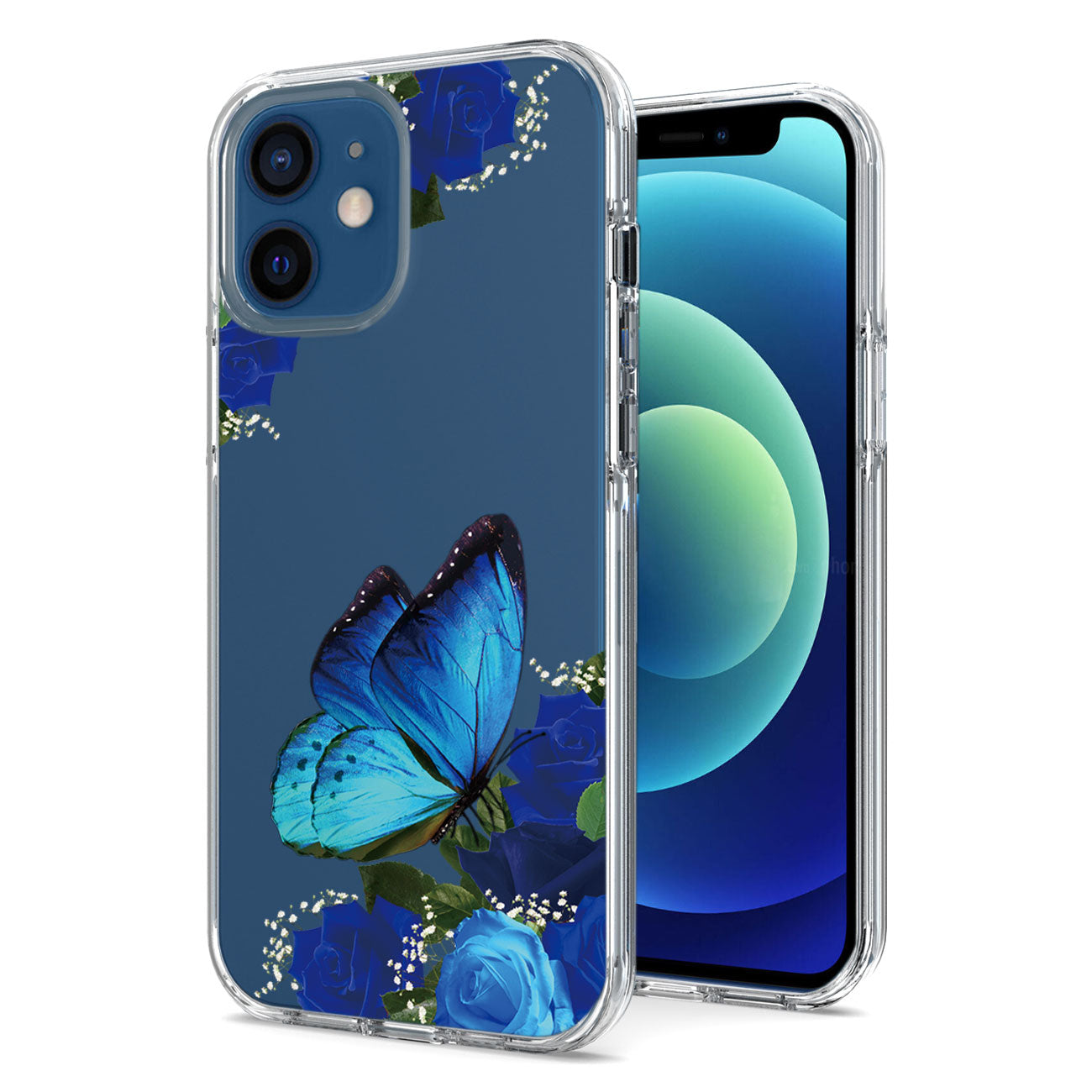 Pressed dried flower Design Phone case for iPhone 12 MINI in Blue