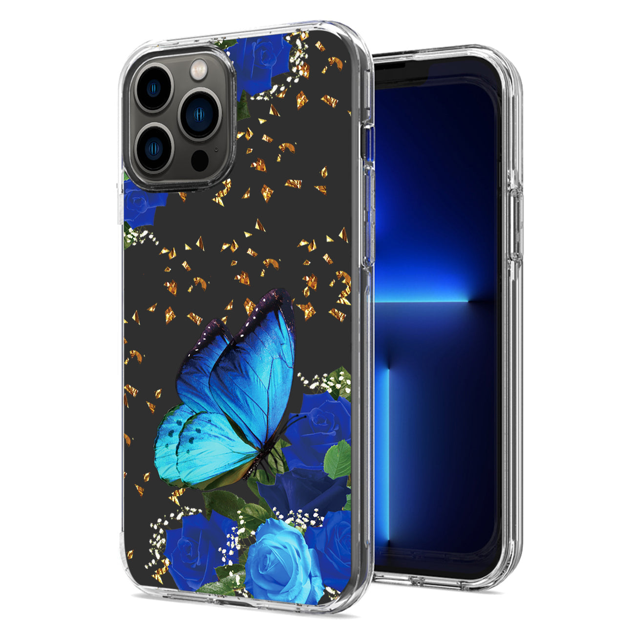 Pressed dried flower Design Phone case For iPhone 13 Pro Max in Blue – view 2