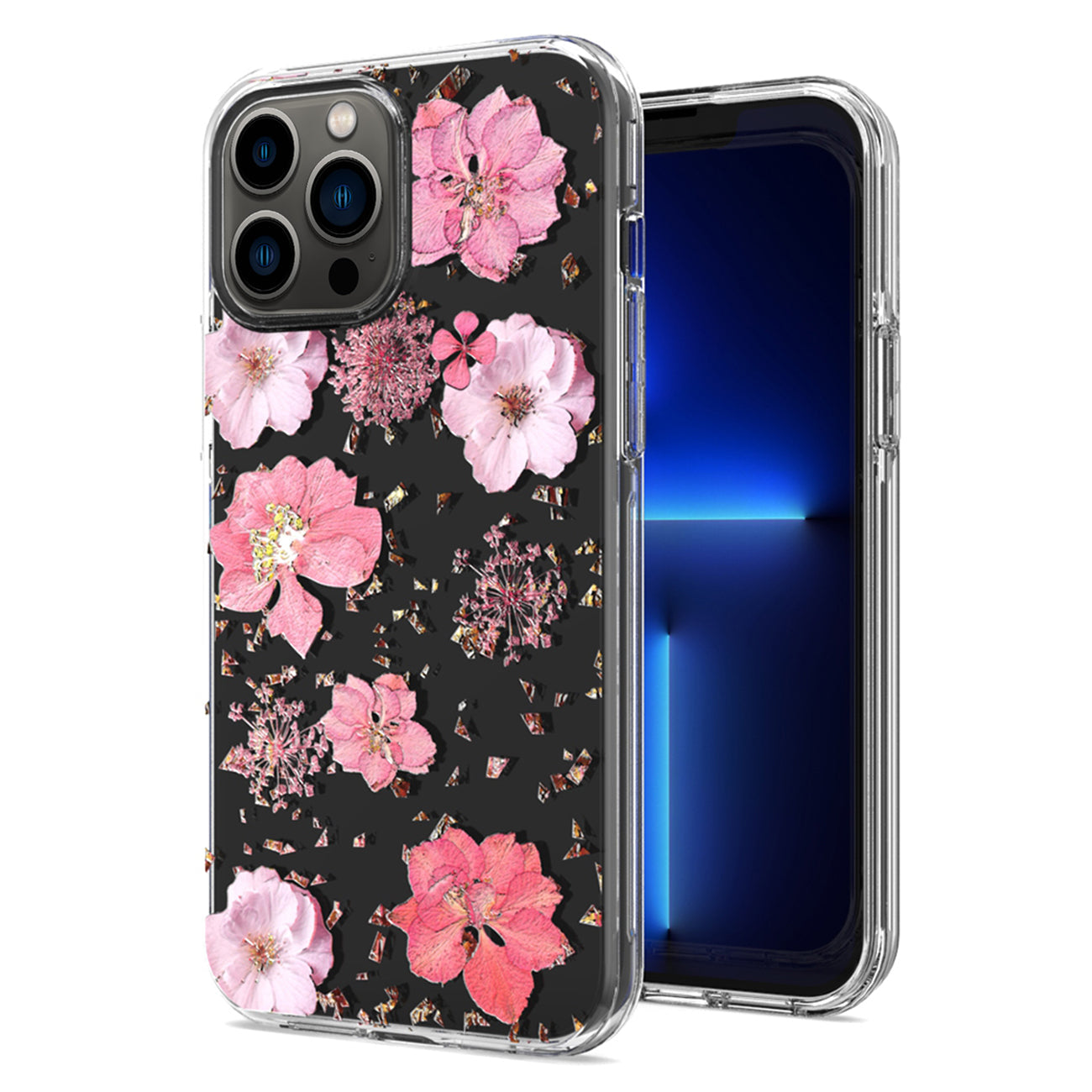 Pressed dried flower Design Phone case For iPhone 13 Pro Max in Pink – view 2