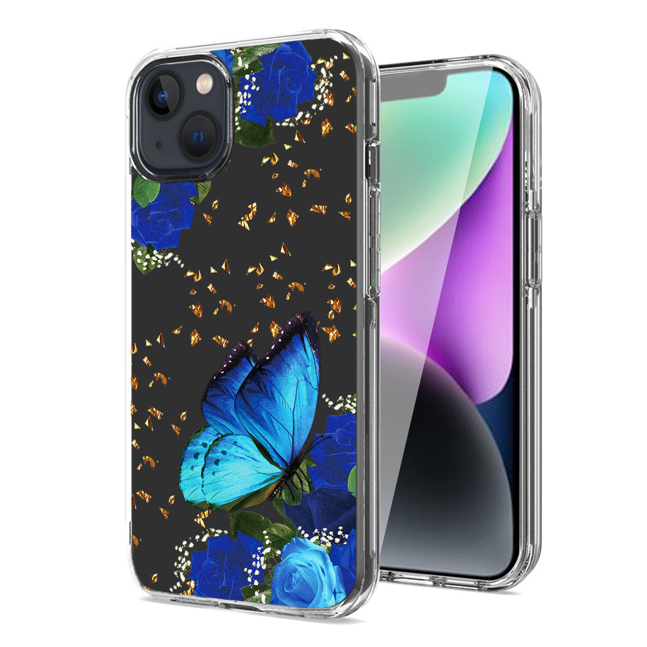 Pressed dried flower Design Phone case For iPhone 14 Plus in Blue – view 2