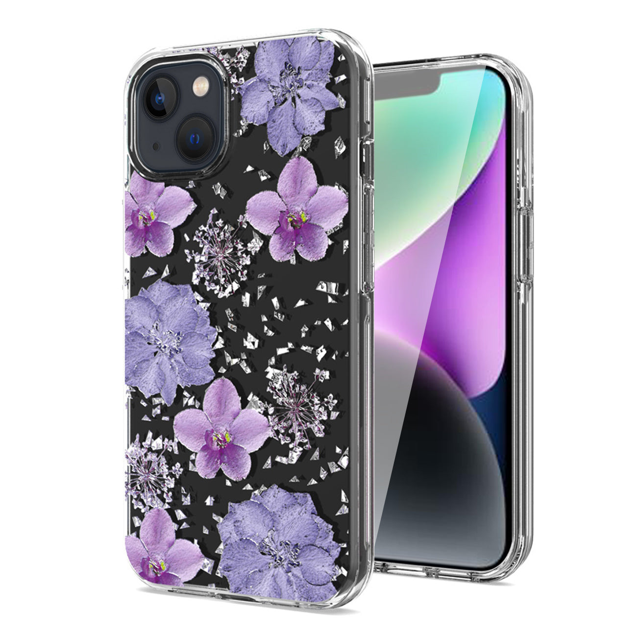 Pressed dried flower Design Phone case For iPhone 14 Plus in Purple – view 2