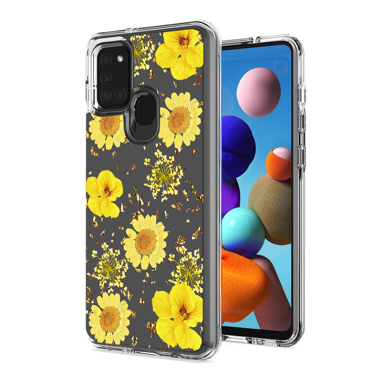 Pressed dried flower Design Phone case for Samsung Galaxy A21S in Yellow