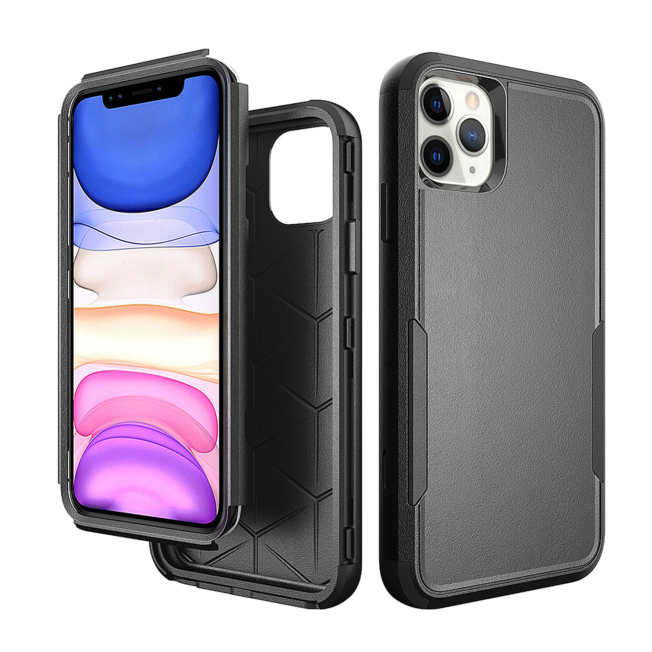 3in1 Hybrid Heavy Duty Defender Rugged Armor Case For iPhone 11 Pro in Black