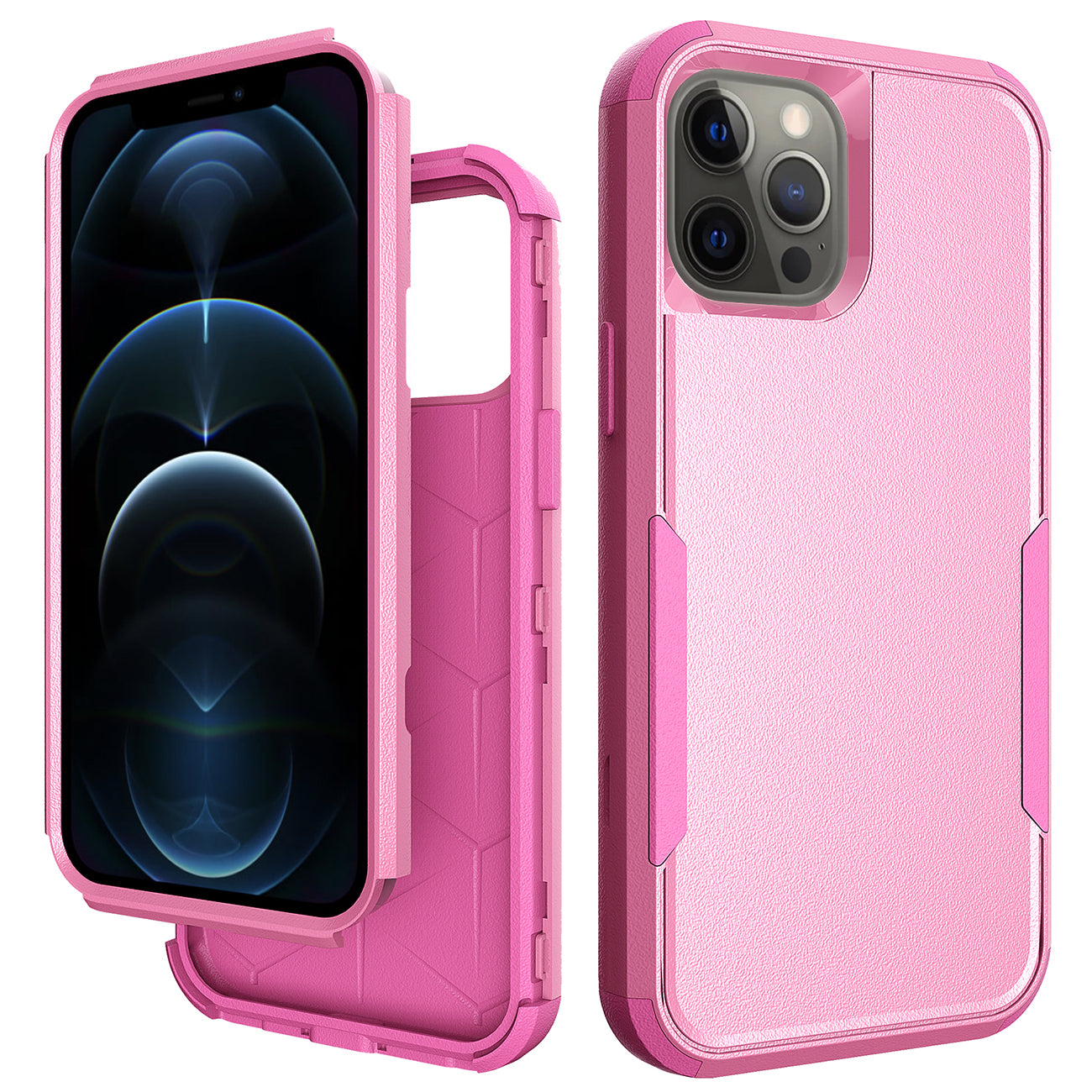 3in1 Hybrid Heavy Duty Defender Rugged Armor Case For iPhone 12 Pro Max in Pink