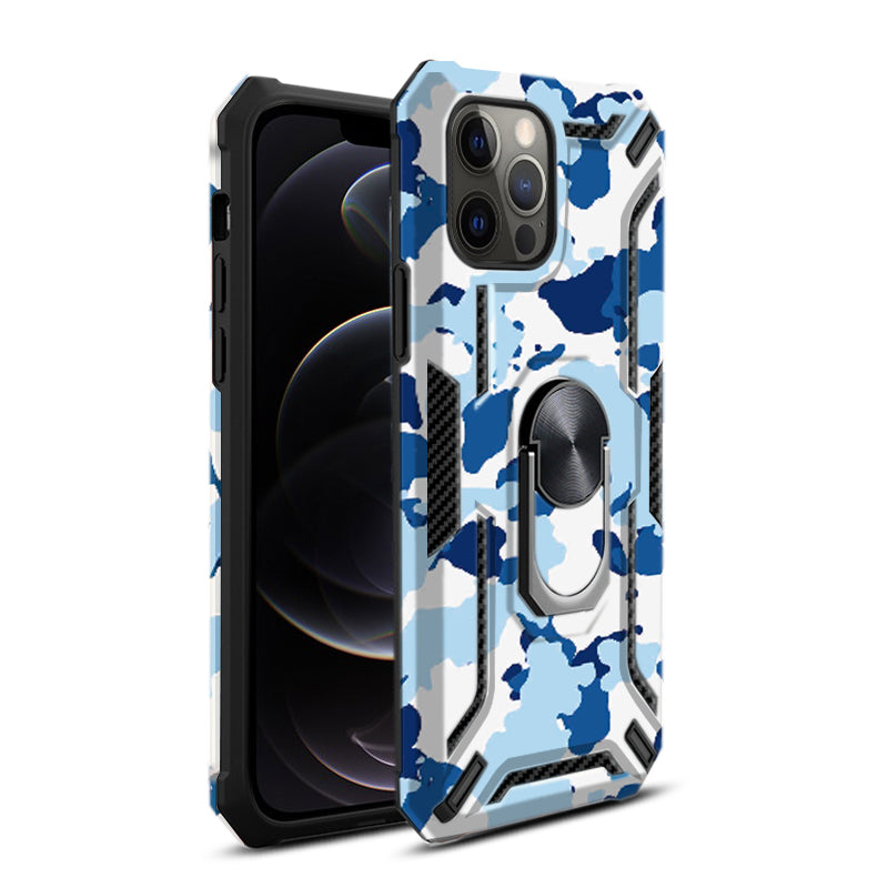 Reiko Phone Case with Magnetic Ring Holder For iPhone 12/ iPhone 12 Pro in Blue