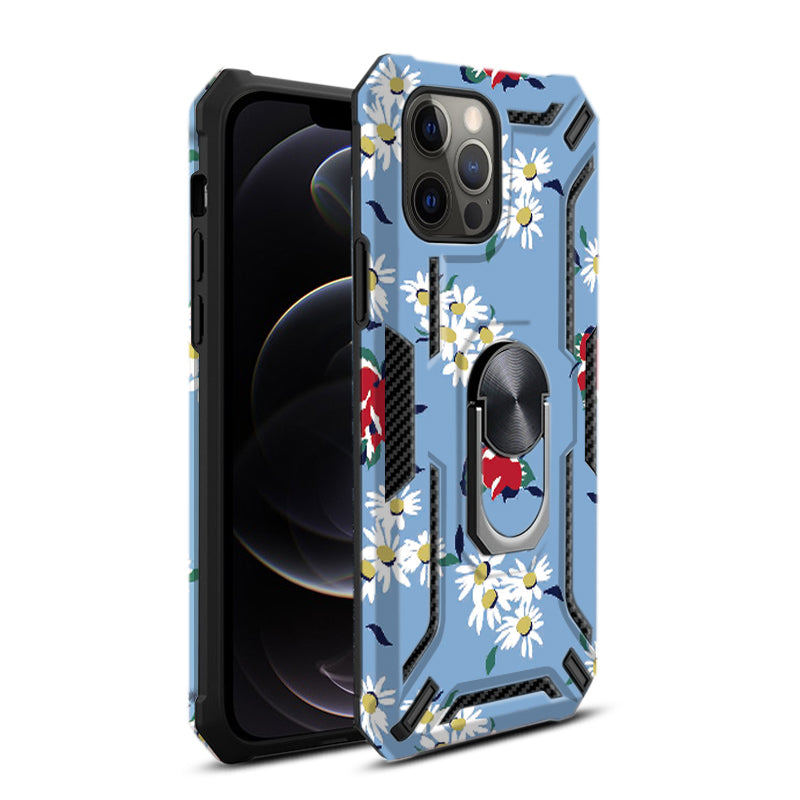 Reiko Phone Case with Magnetic Ring Holder For iPhone 12/ iPhone 12 Pro in Blue