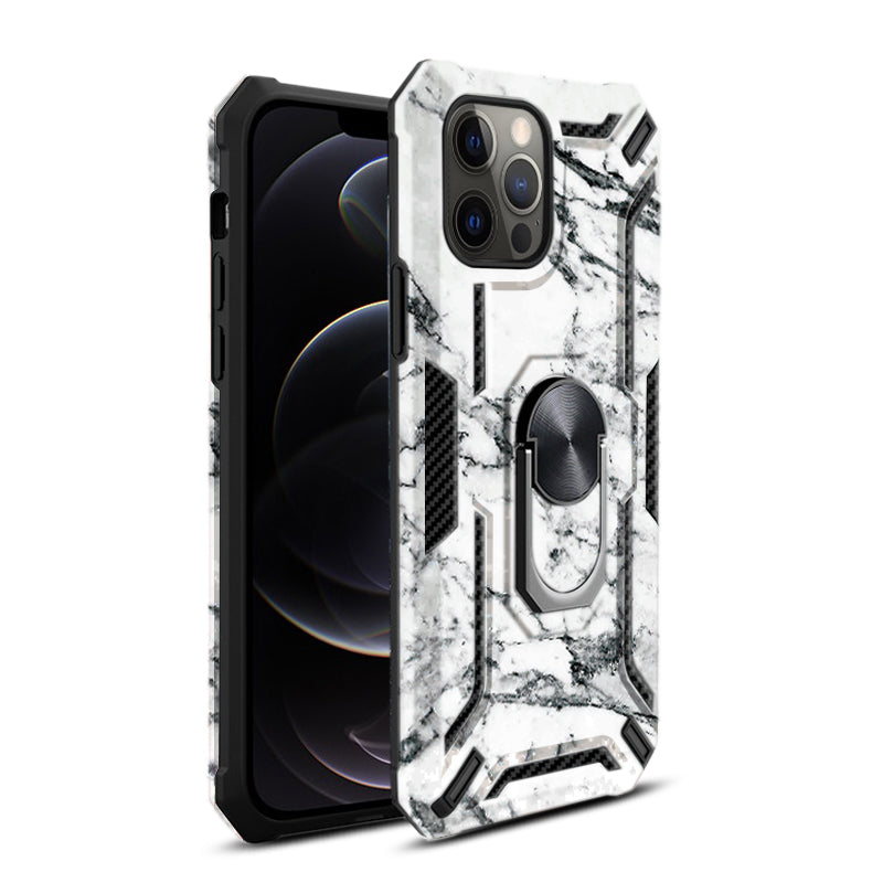 Reiko Phone Case with Magnetic Ring Holder For iPhone 12/ iPhone 12 Pro in White