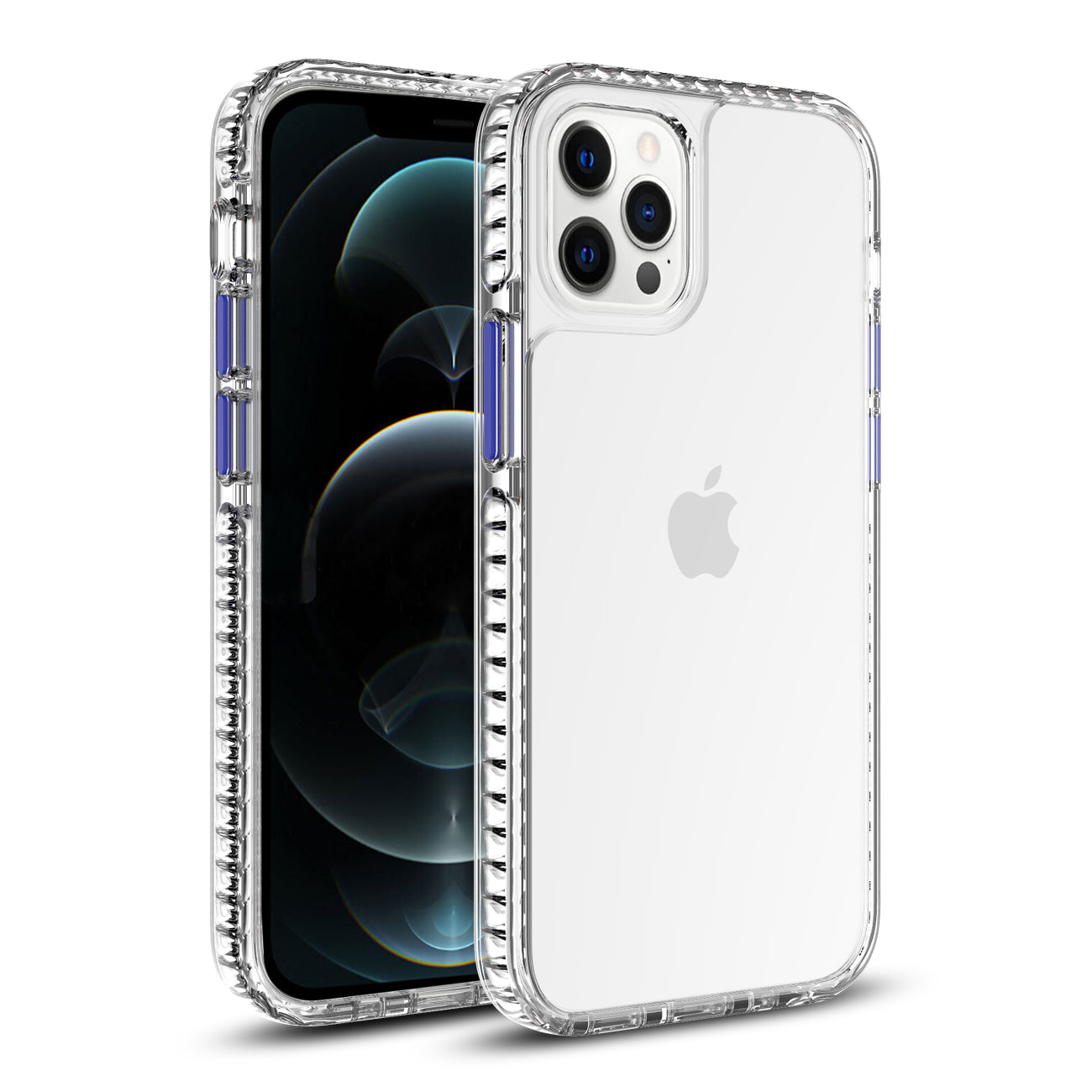 TPU Bumper Shockproof Case With Embedded Coil in BlackAPPLE iPhone 12 Pro Max in Clear Navy