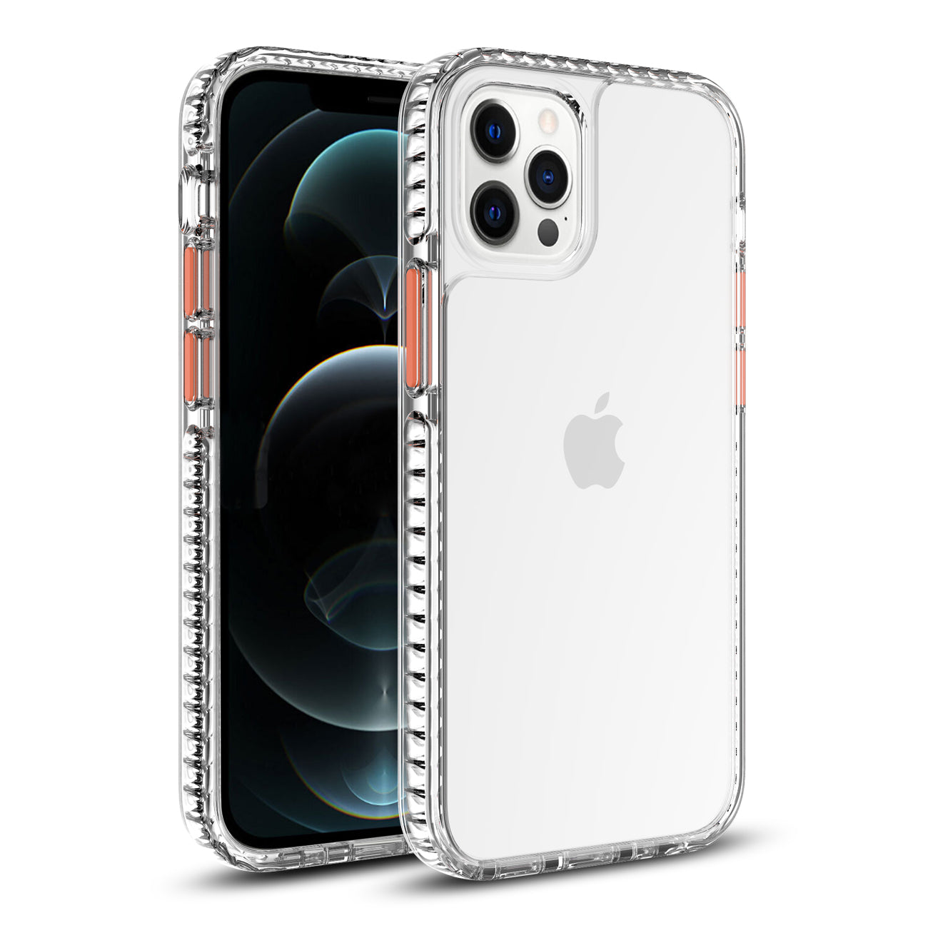 TPU Bumper Shockproof Case With Embedded Coil in BlackAPPLE iPhone 12 Pro Max in Clear Orange
