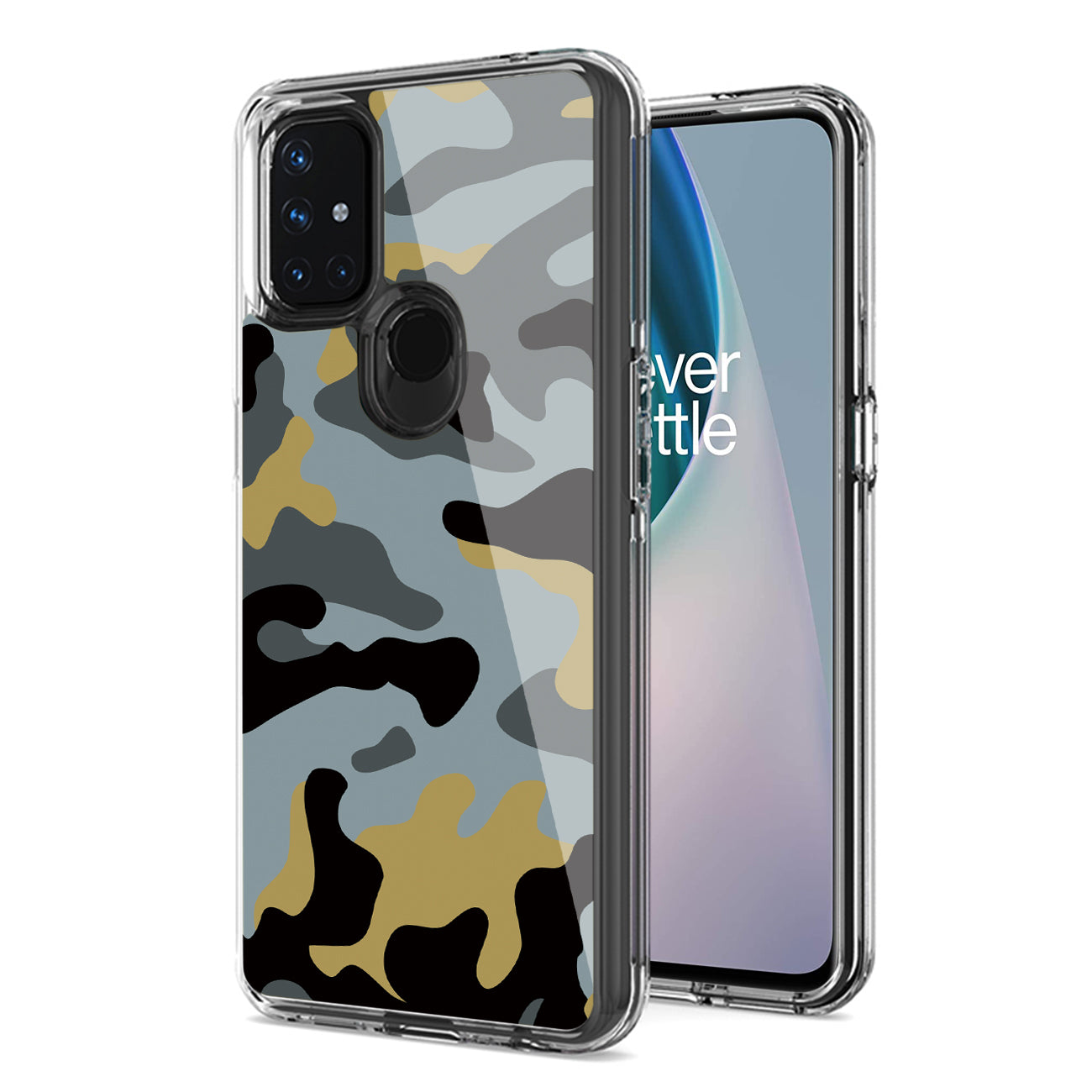 Camouflage Dual Layer Hybrid Hard Plastic and Soft TPU Rubber Case Cover for ONEPLUS NORD N10 5G in Blue