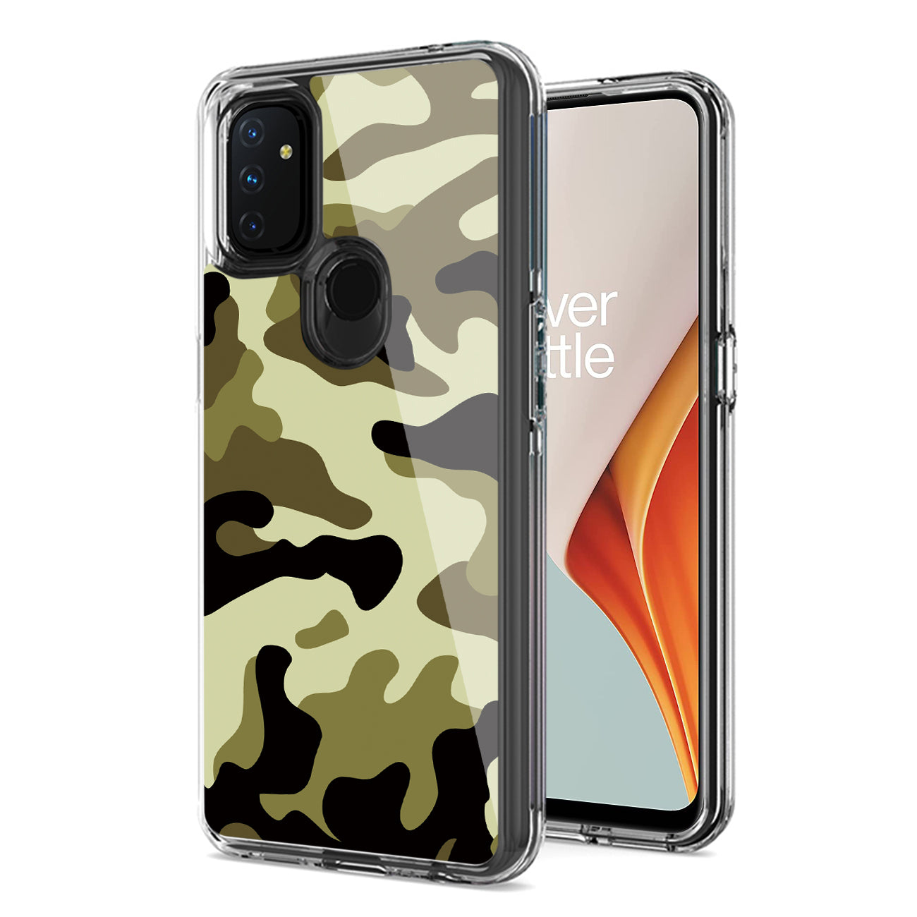 Camouflage Dual Layer Hybrid Hard Plastic and Soft TPU Rubber Case Cover for ONEPLUS NORD N100 in Green