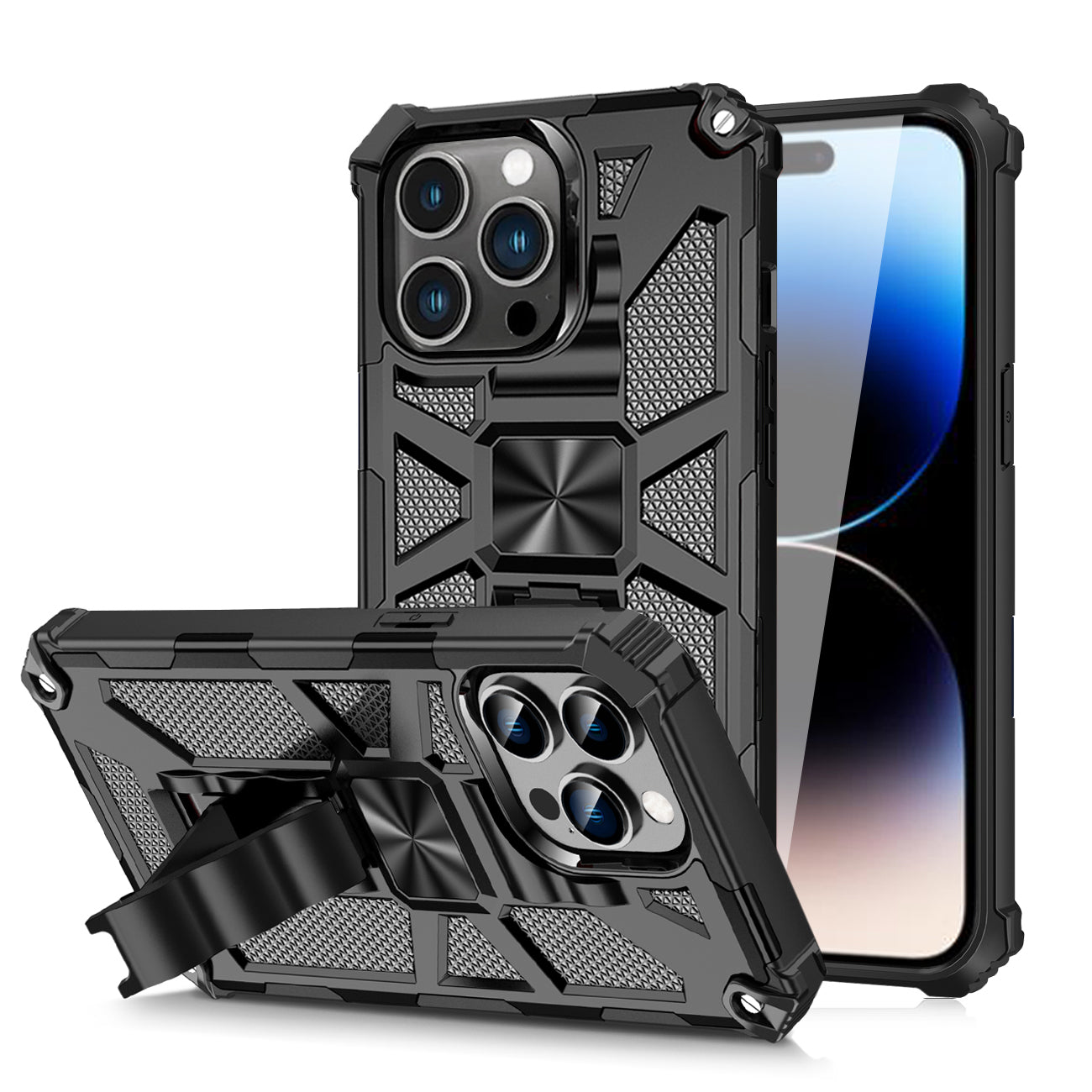 Built-in Kickstand TPU Case with Magnetic Mount for iPhone 14 Pro Max in Black – view 2
