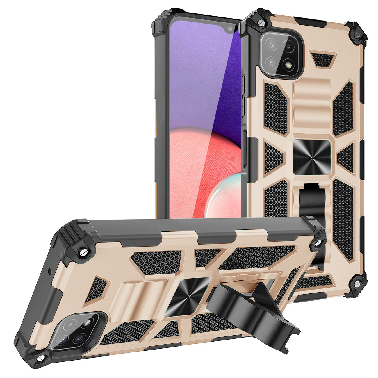 Built-in Kickstand TPU Case with Magnetic Mount for Samsung Galaxy A22 5G in Gold