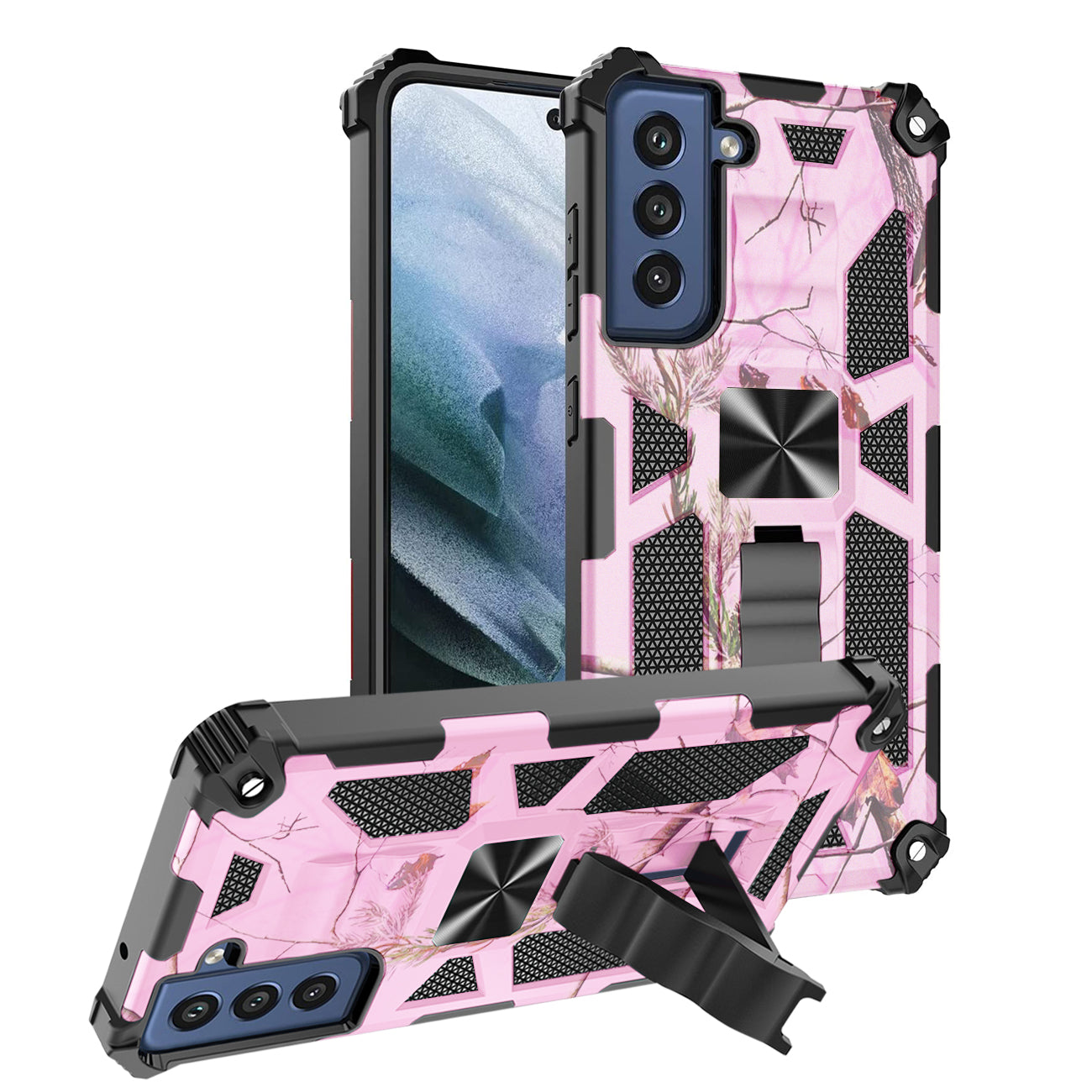 Built-in Kickstand TPU Case with Magnetic Mount for Samsung Galaxy S22 in Tree leaf patterns