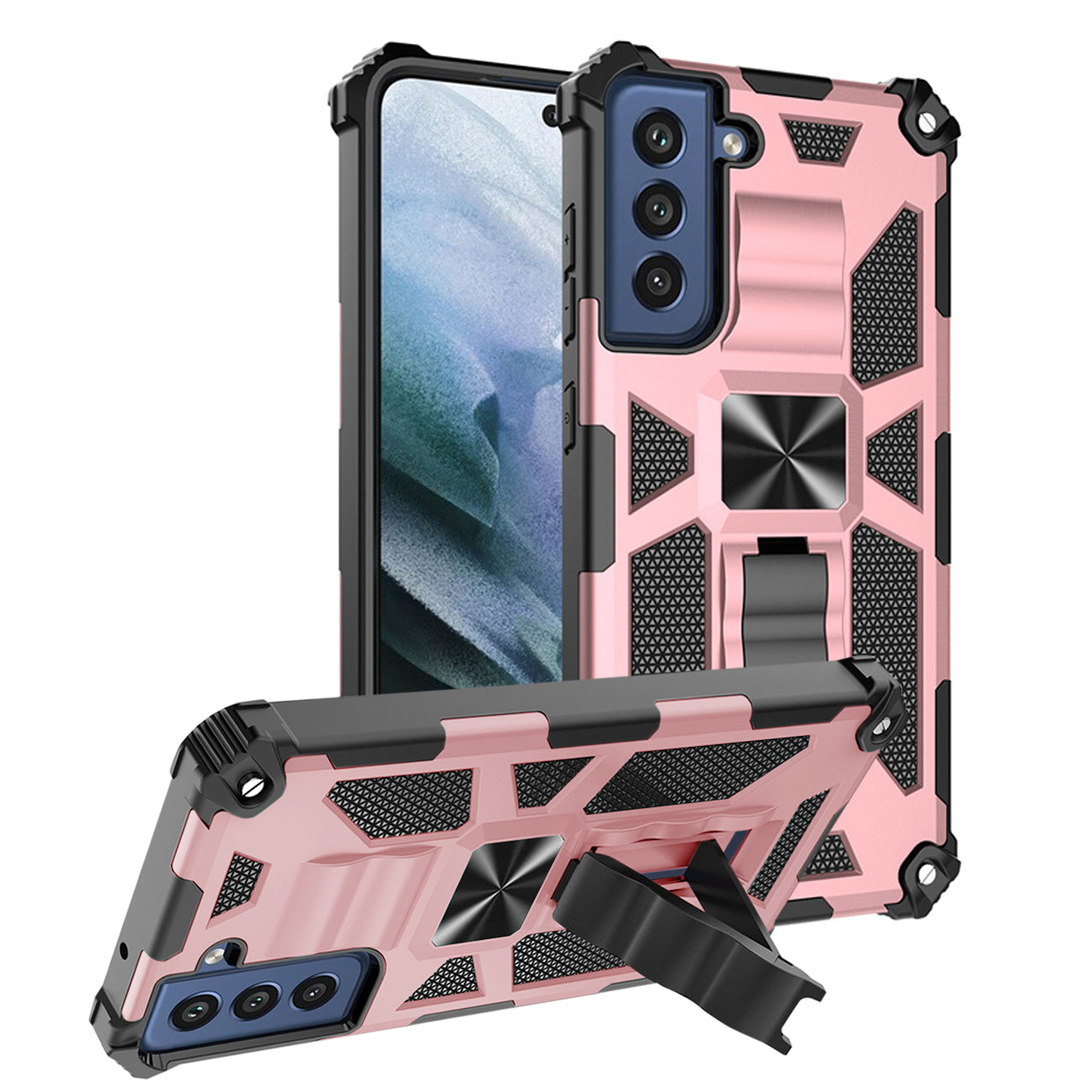 Built-in Kickstand TPU Case with Magnetic Mount for Samsung Galaxy S22 Plus in Rose Gold