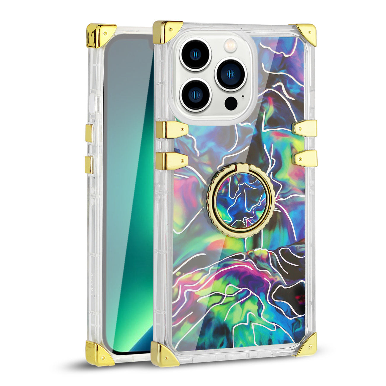 Reiko iPhone 13 Floral Print Case with Ring Holder in Mixed color – view 2