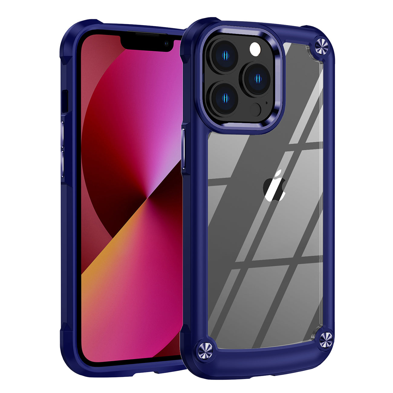 High Quality Clean PC,TPU and Metal Bumper Case For iPhone 13 Pro in Black – view 2