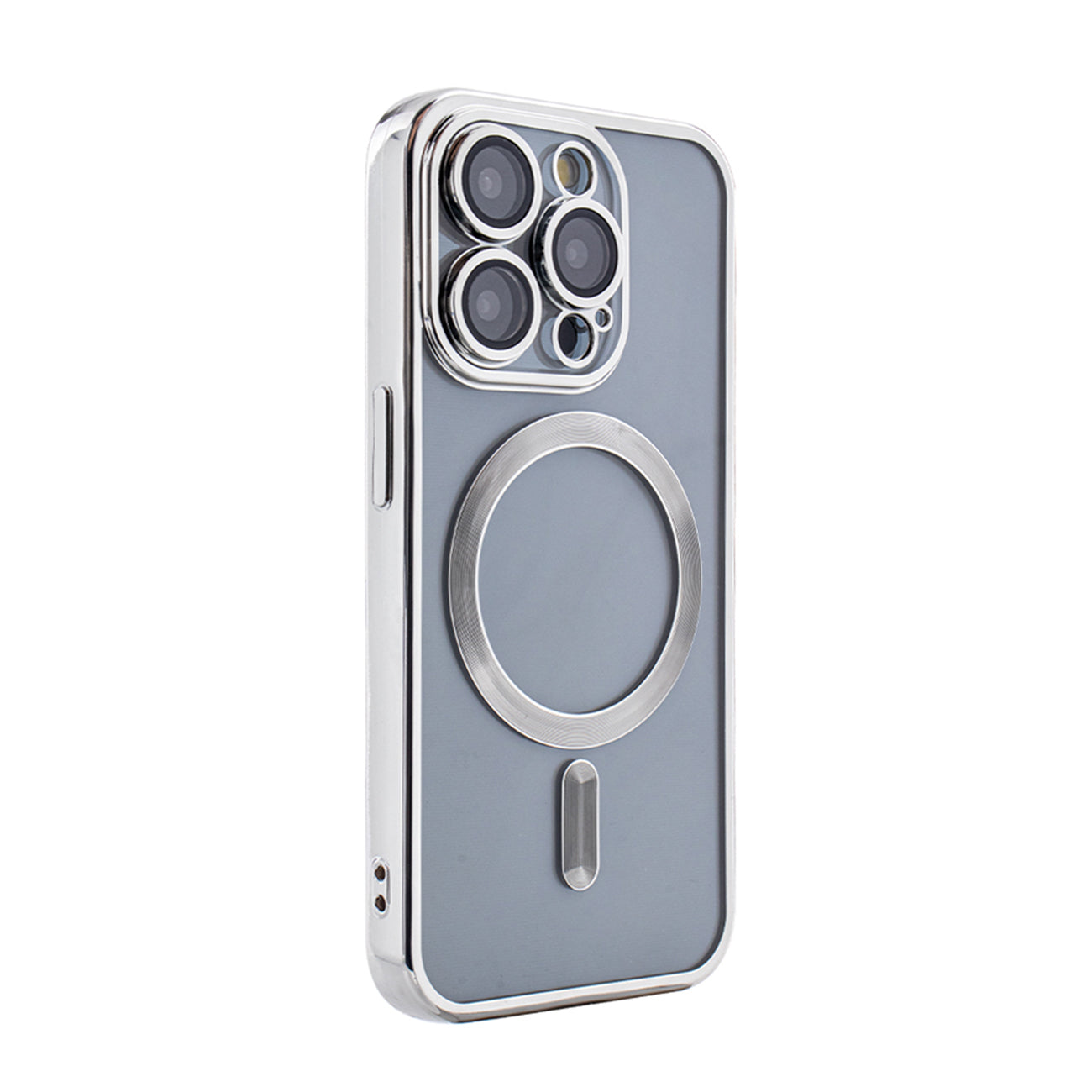 Magnetic Wireless Charging TPU Bumper Case For iPhone 15 Pro Max in Silver