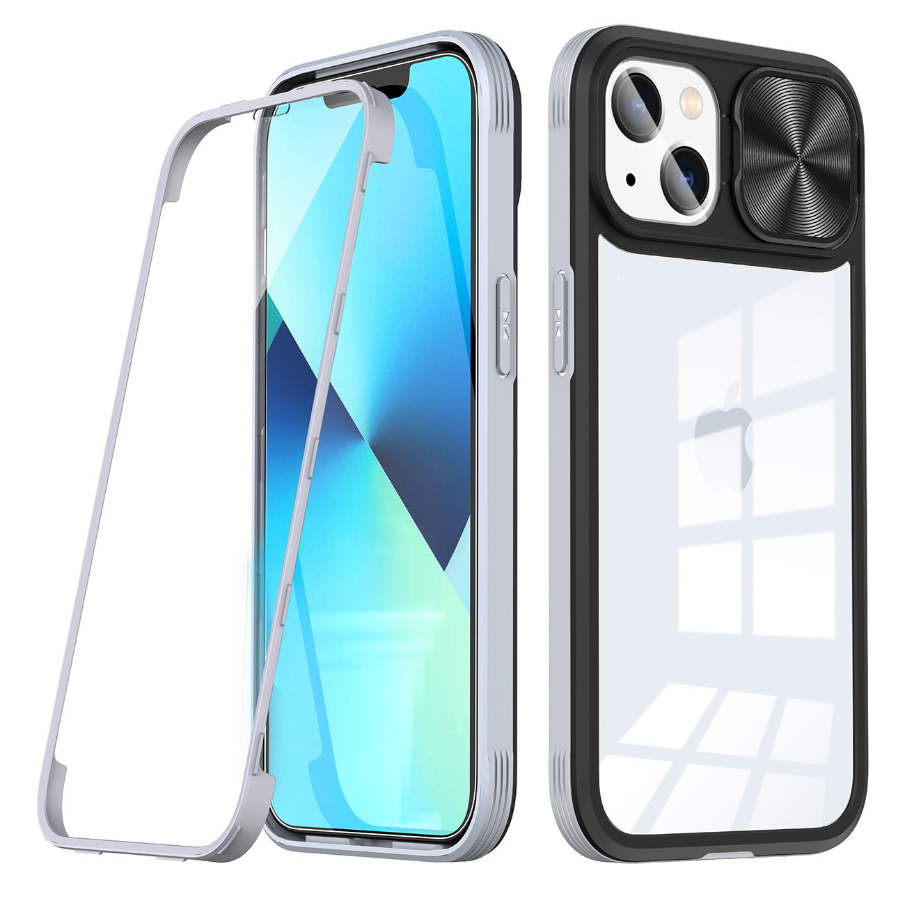 Full Protection With Mobile Phone Protective Film Slide Camera Lens Phone Case For iPhone 14 Plus in Gray – view 2