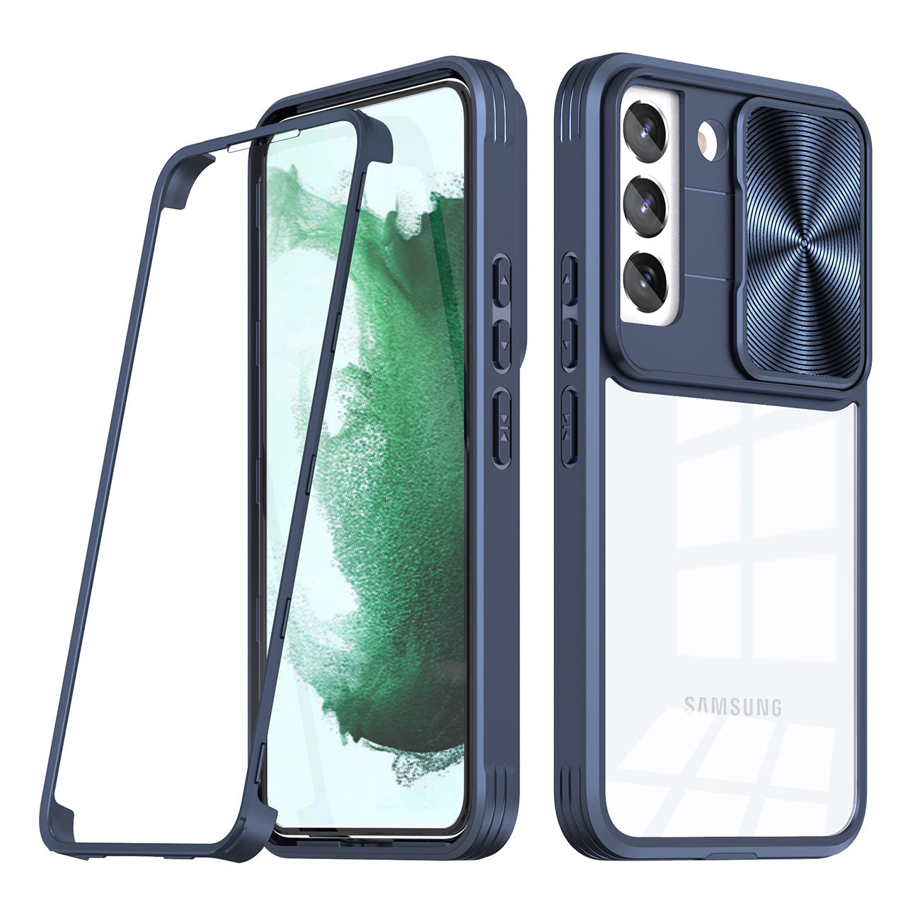 Full Protection With Mobile Phone Protective Film Slide Camera Lens Phone Case for Samsung Galaxy S 22 Plus in Navy – view 2