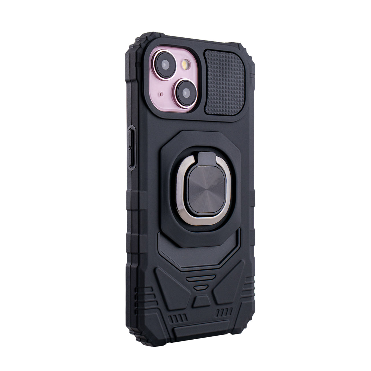Kickstand Ring Holder TPU Shockproof Case for iPhone 15 in Black