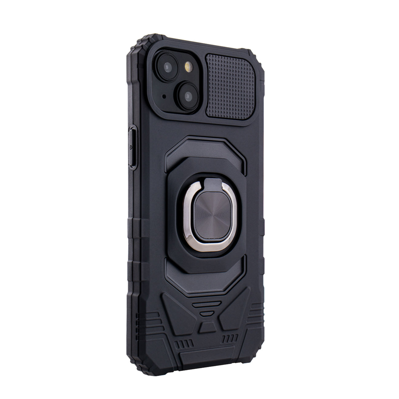 Kickstand Ring Holder TPU Shockproof Case for iPhone 15 Plus in Black