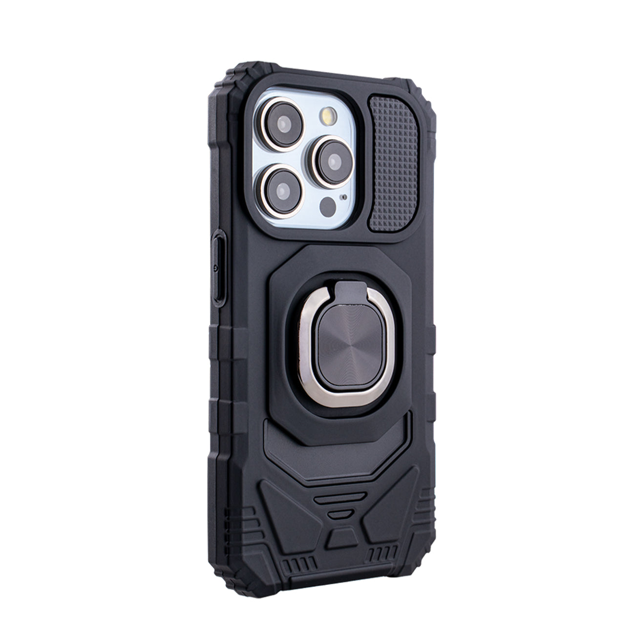 Kickstand Ring Holder TPU Shockproof Case for iPhone 15 Pro in Black