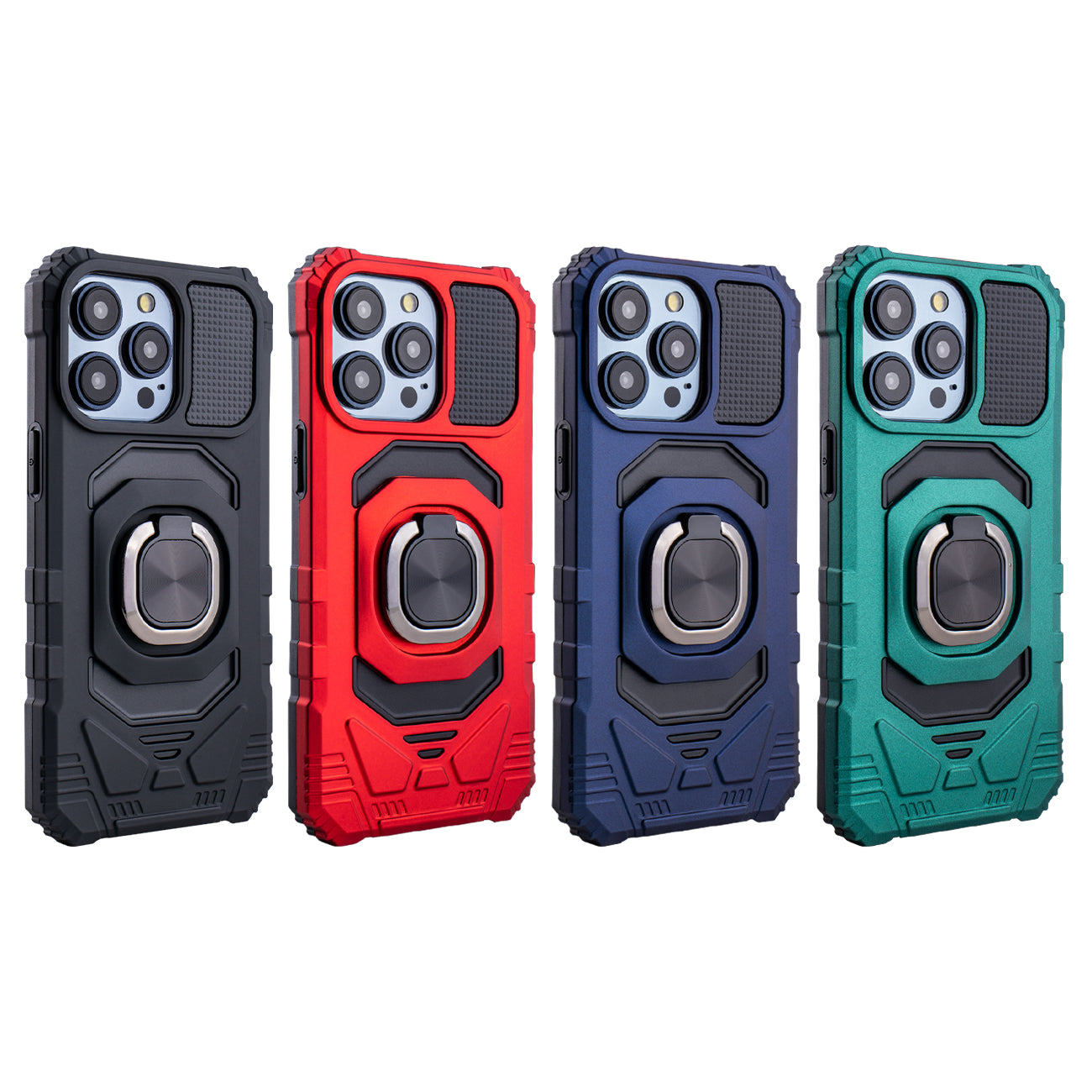 Kickstand Ring Holder TPU Shockproof Case for iPhone 15 Pro in Red – view 2