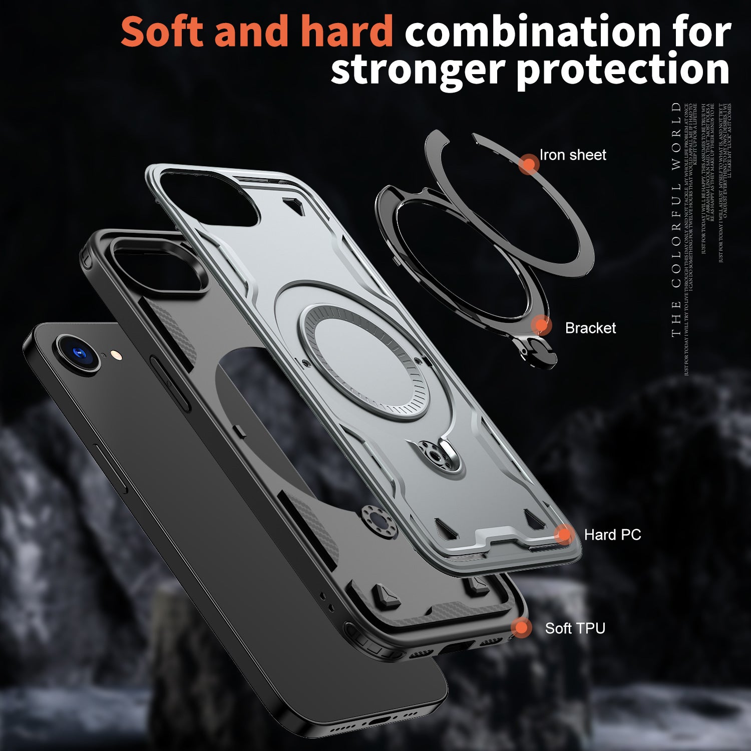 Reiko 360° Rotating Magnetic Versatile Stand Gray Compatible with iPhone 16E & iPhone 17E – view 2