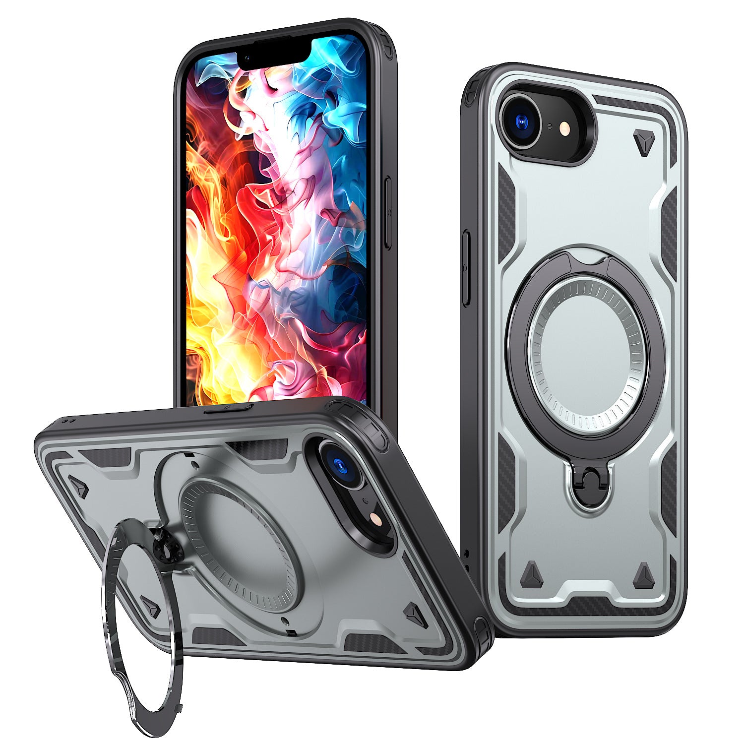 Reiko 360° Rotating Magnetic Versatile Stand Gray Compatible with iPhone 16E & iPhone 17E