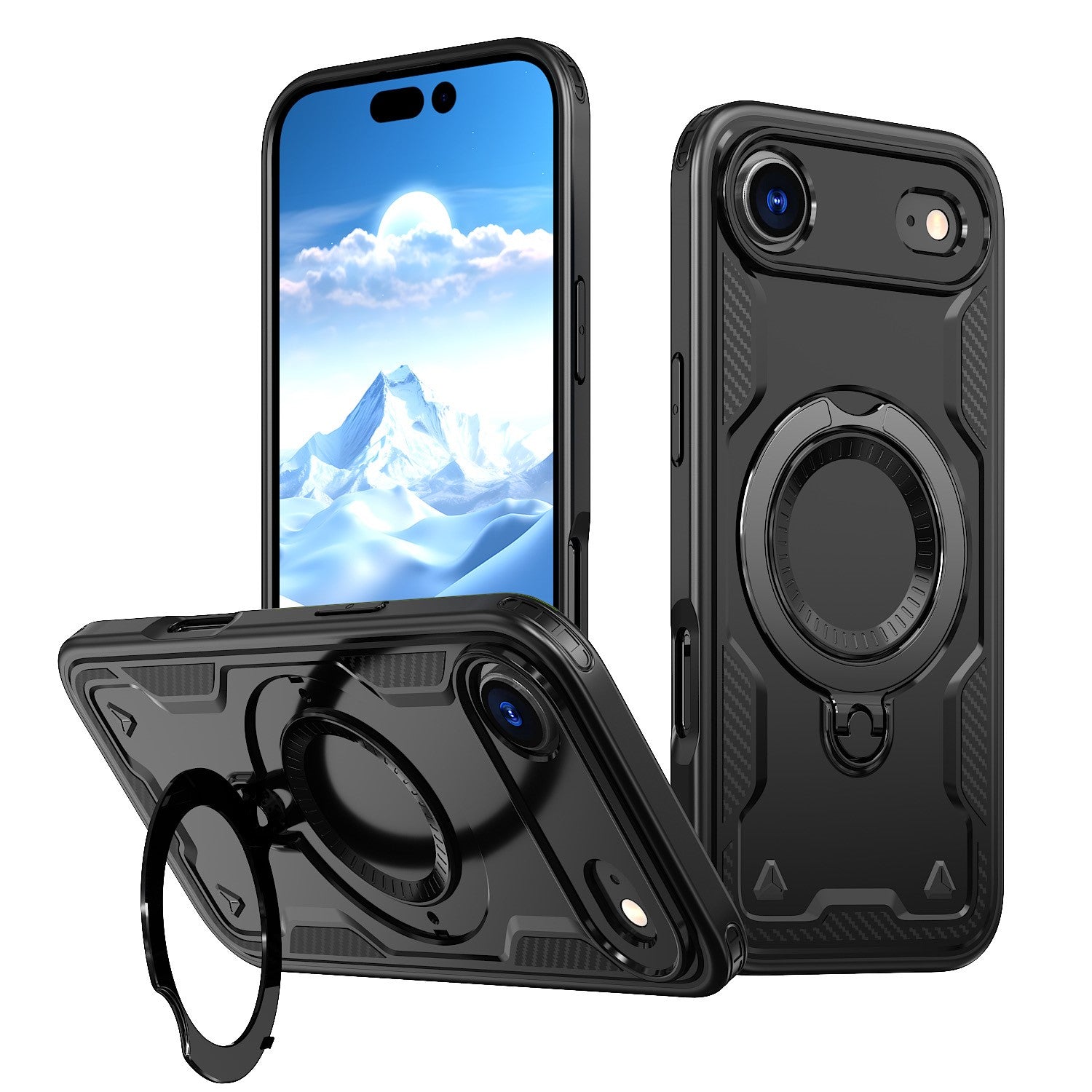 Reiko 360-degree Rotating Magnetic Versatile Stand Black Compatible with iPhone 17 Air