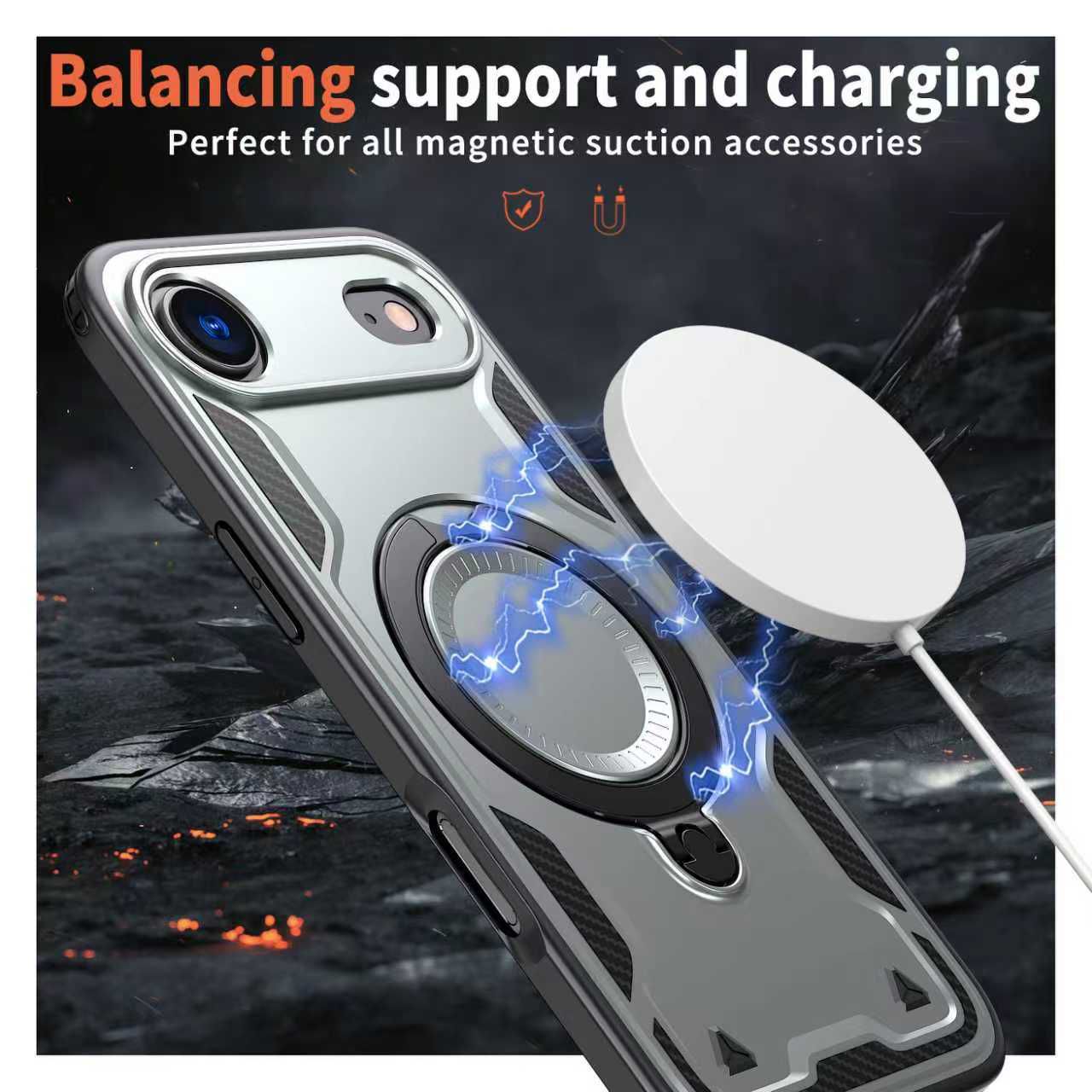 Reiko 360-degree Rotating Magnetic Versatile Stand Gray Compatible with iPhone 17 Air – view 4