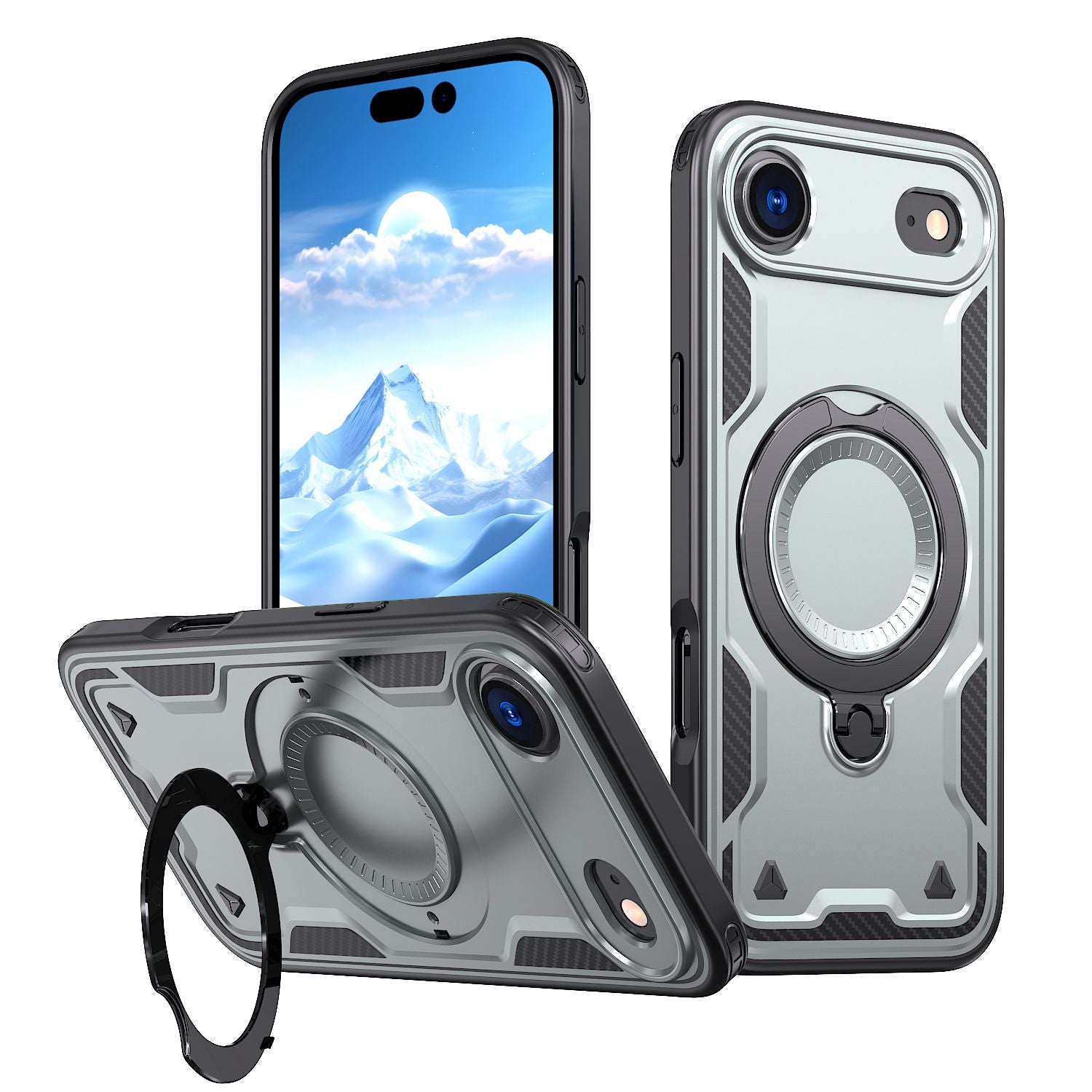 Reiko 360-degree Rotating Magnetic Versatile Stand Gray Compatible with iPhone 17 Air