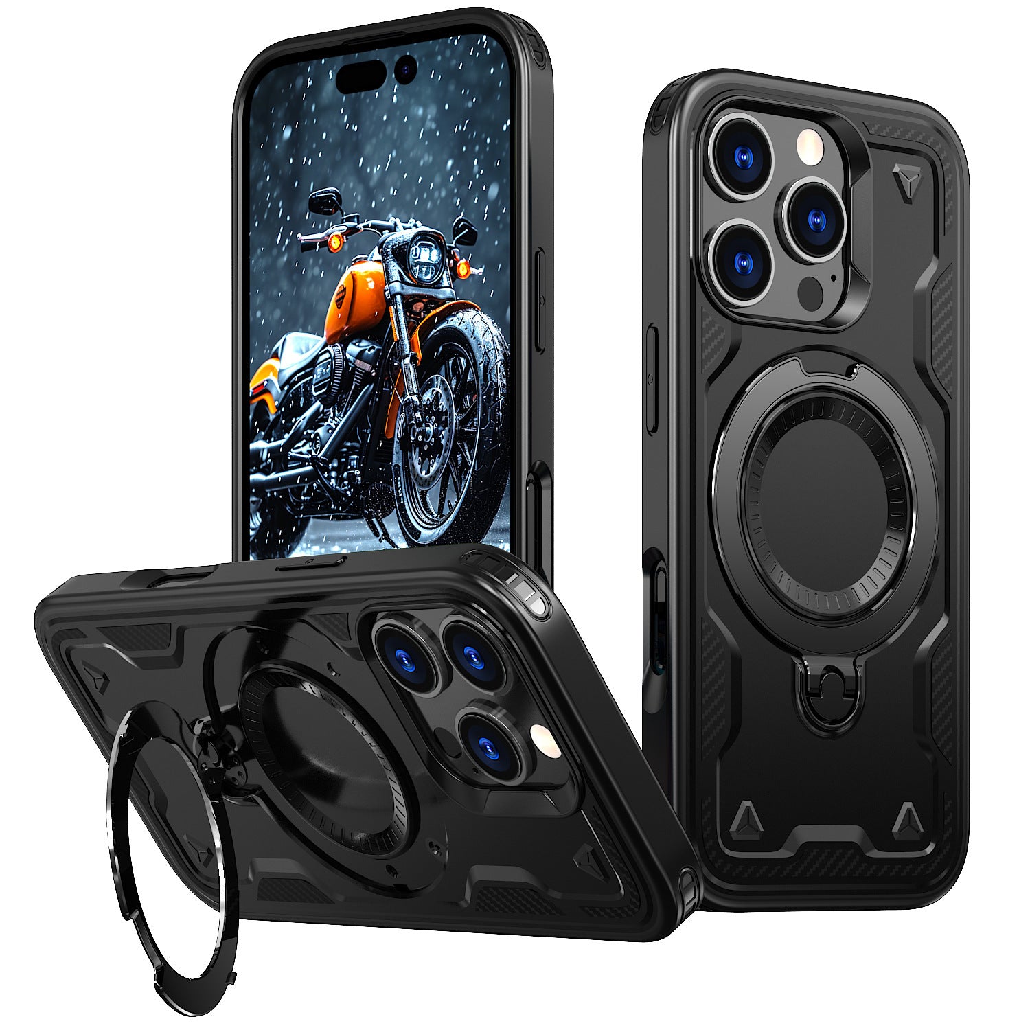 Reiko 360-degree Rotating Magnetic Versatile Stand Black Compatible with iPhone 17.