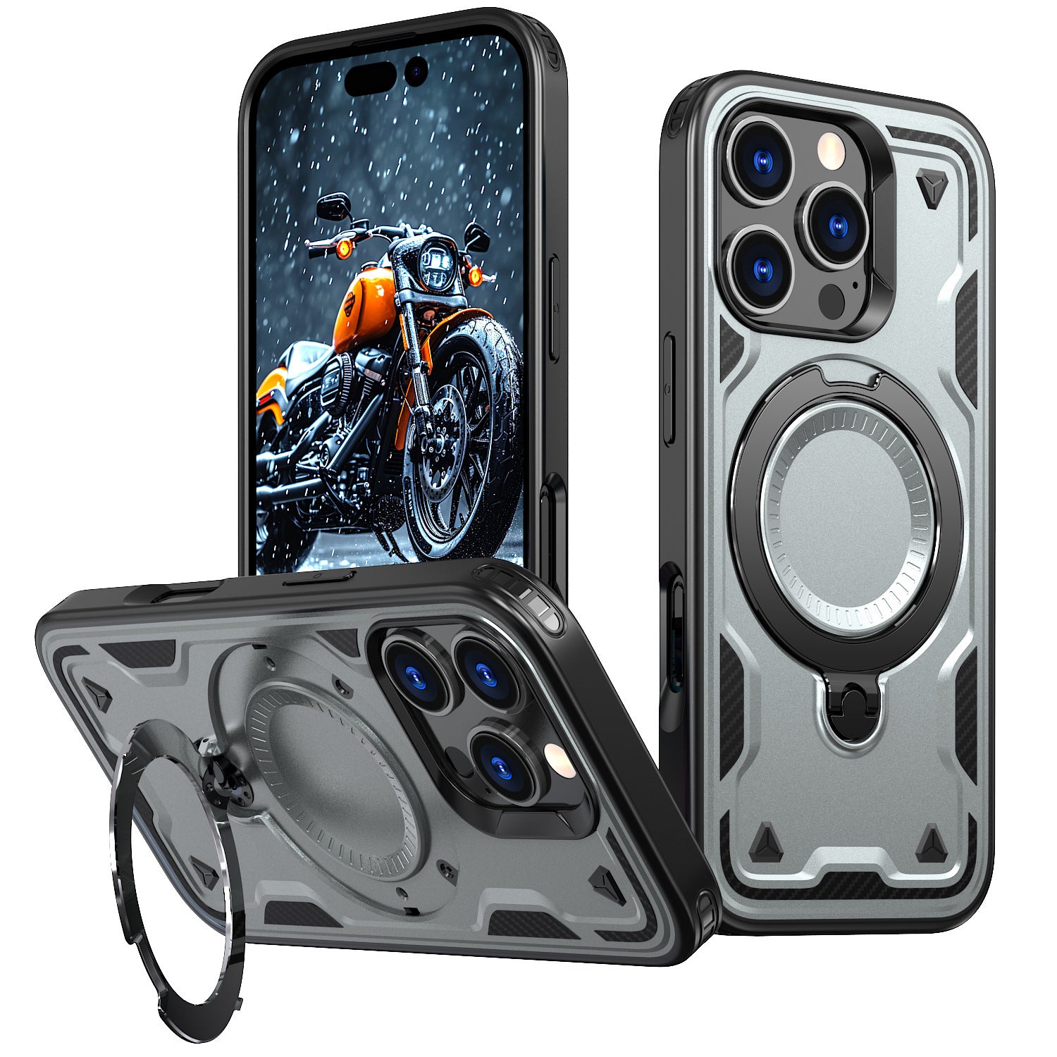 Reiko 360-degree Rotating Magnetic Versatile Stand Gray Compatible with iPhone 17.