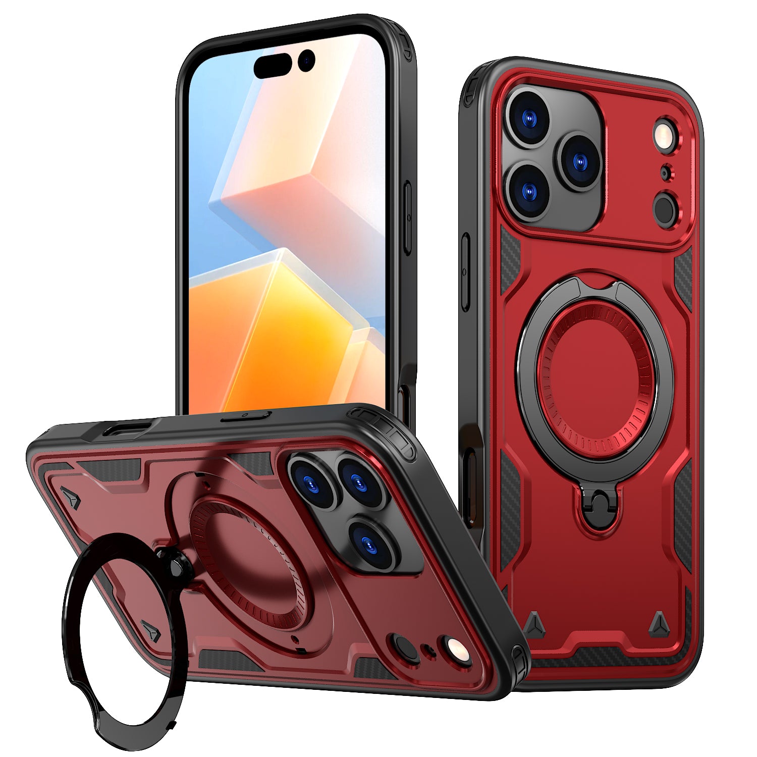 Reiko 360-degree Rotating Magnetic Versatile Stand Red Compatible with iPhone 17 Pro Max / iPhone 18 Pro Max