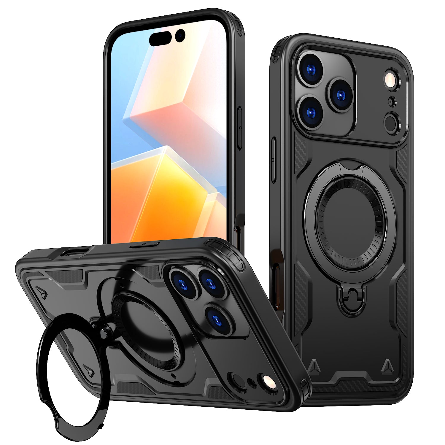 Reiko 360-degree Rotating Magnetic Versatile Stand Black Compatible with iPhone 17 Pro
