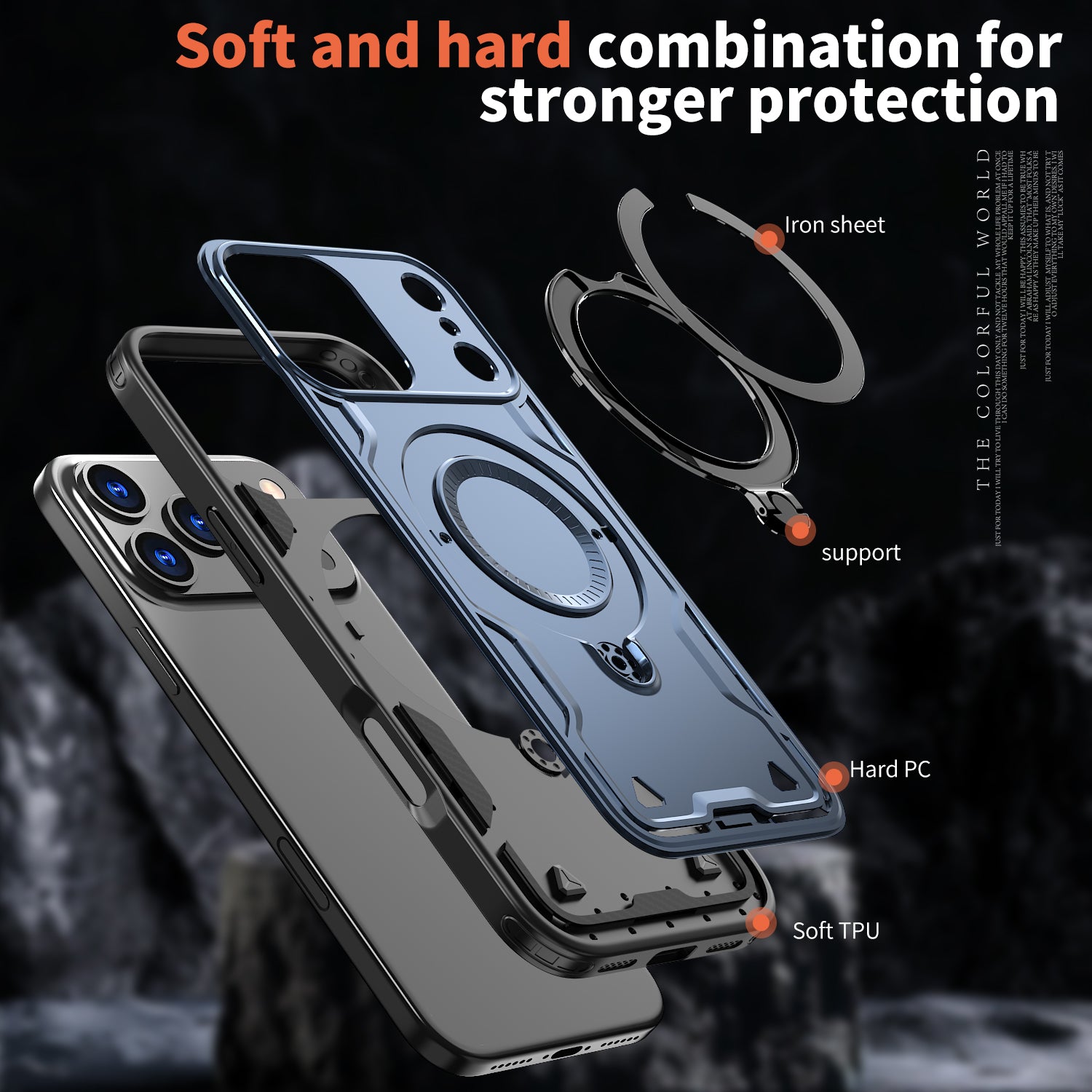 Reiko 360-degree Rotating Magnetic Versatile Stand Navy Blue Compatible with iPhone 17 Pro – view 2