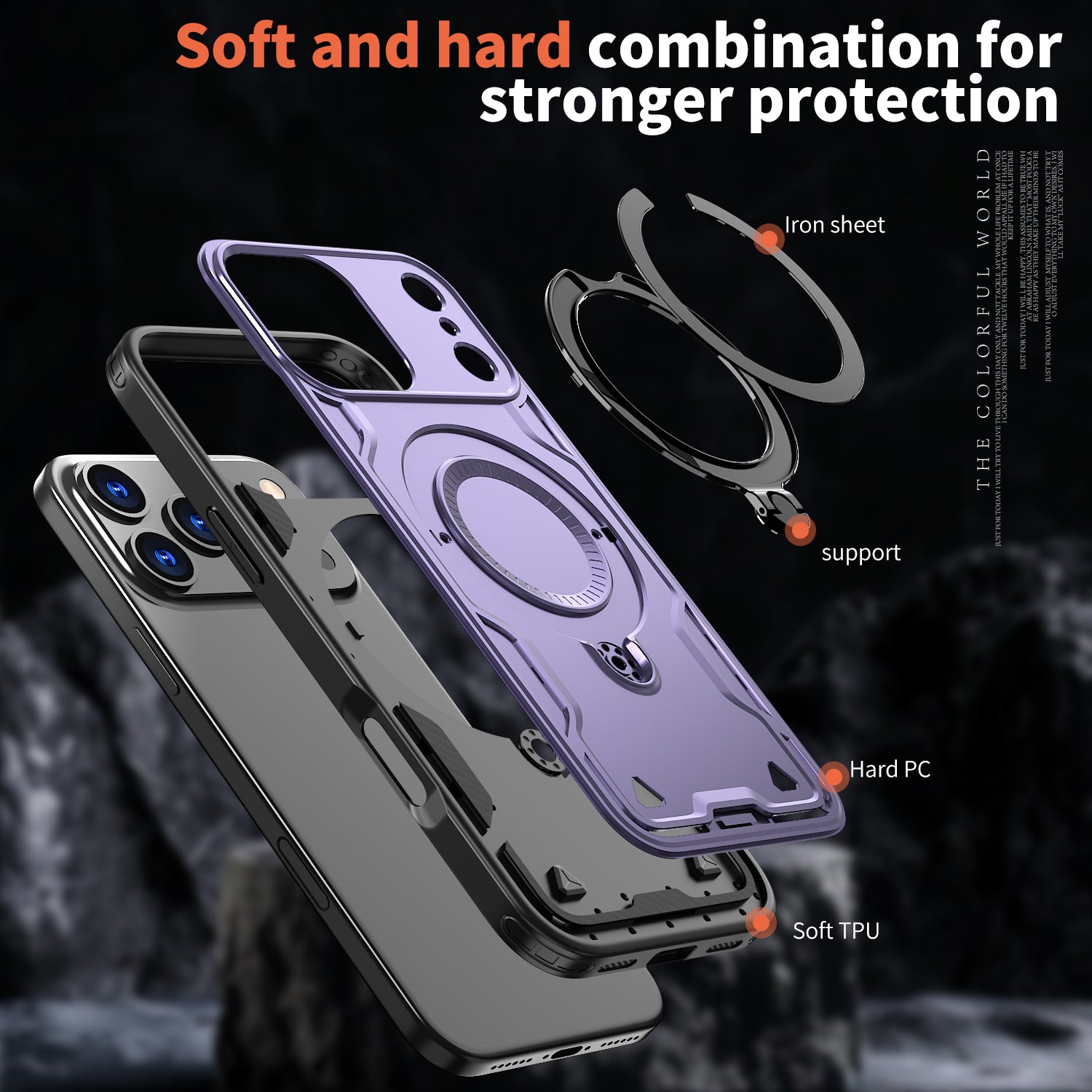 Reiko 360-degree Rotating Magnetic Versatile Stand Purple Compatible with iPhone 17. – view 3