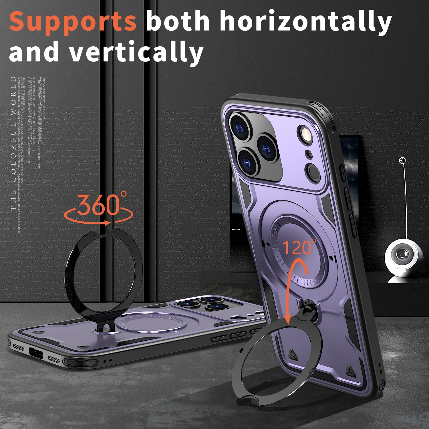 Reiko 360-degree Rotating Magnetic Versatile Stand Purple Compatible with iPhone 17. – view 4